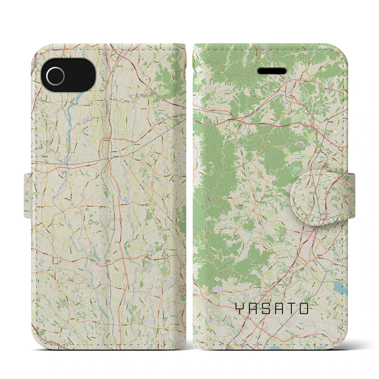 【八郷(茨城県)】地図柄iPhoneケース(手帳タイプ)