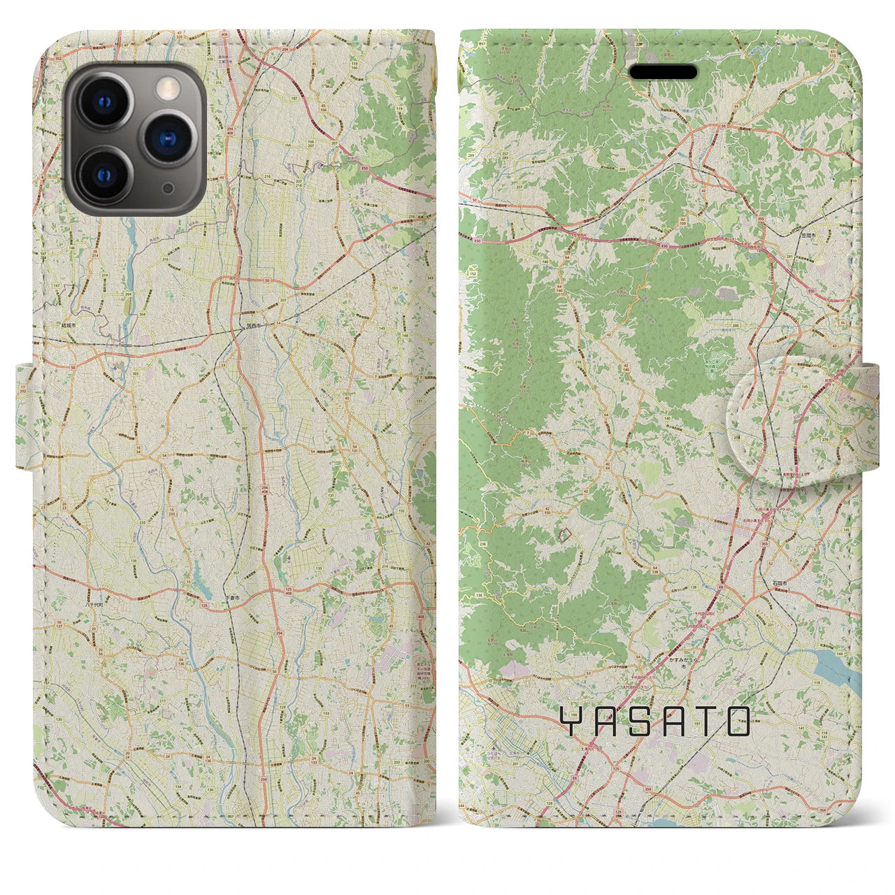 【八郷(茨城県)】地図柄iPhoneケース(手帳タイプ)