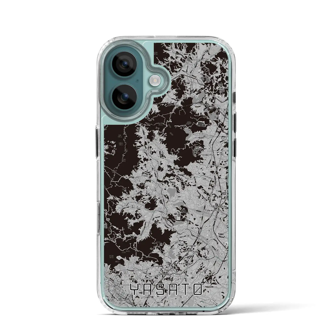 【八郷(茨城県)】地図柄iPhoneケース(MagSafeタイプ)モノトーン・iPhone 16 Pro 用