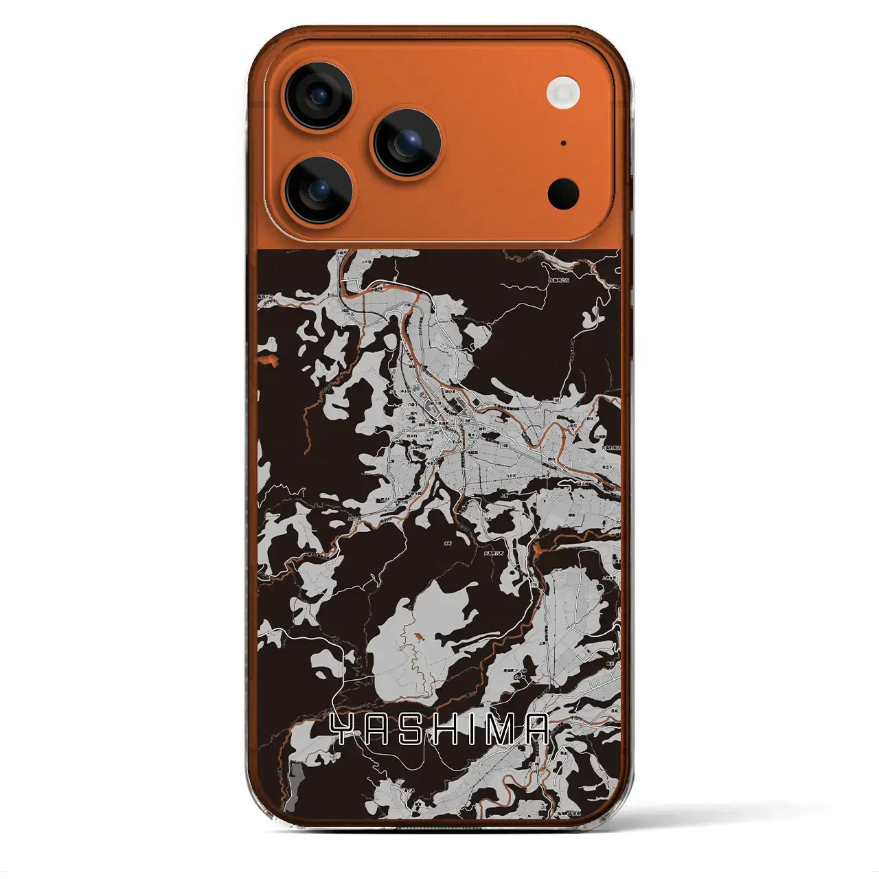 【矢島(秋田県)】地図柄iPhoneケース(クリアタイプ)モノトーン・iPhone 17 Pro Max 用