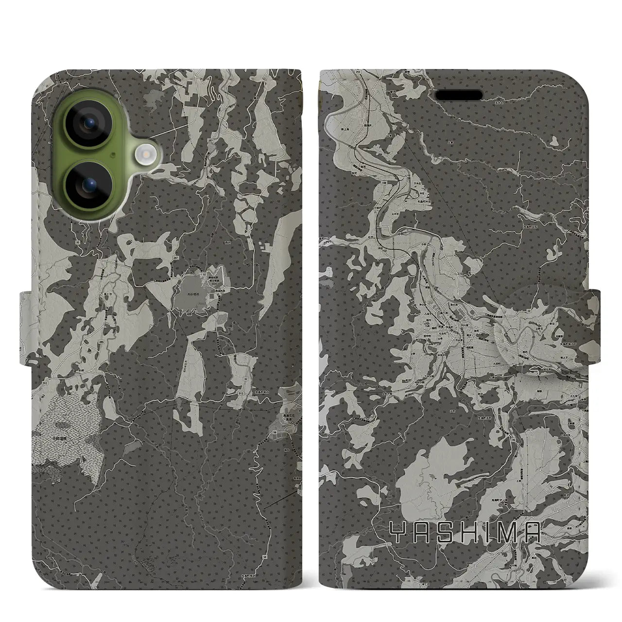 【矢島(秋田県)】地図柄iPhoneケース(手帳タイプ)