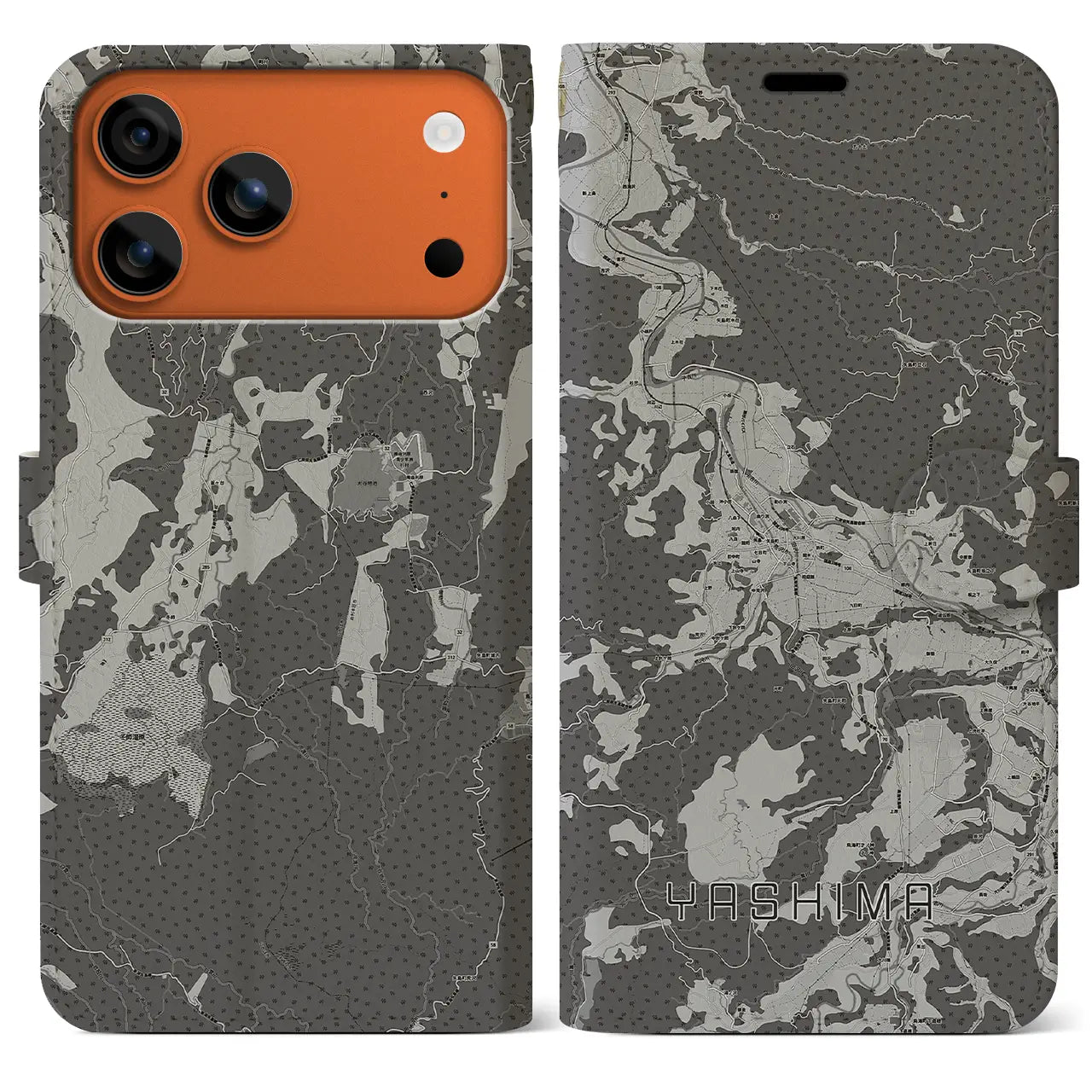 【矢島(秋田県)】地図柄iPhoneケース(手帳タイプ)