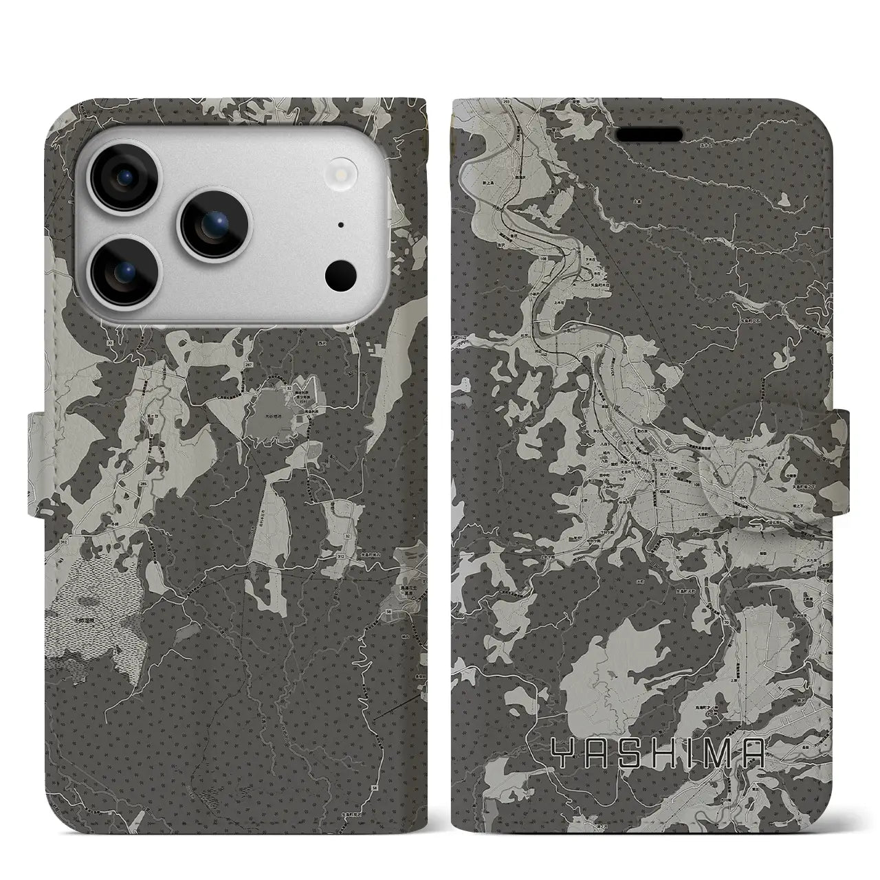 【矢島(秋田県)】地図柄iPhoneケース(手帳タイプ)