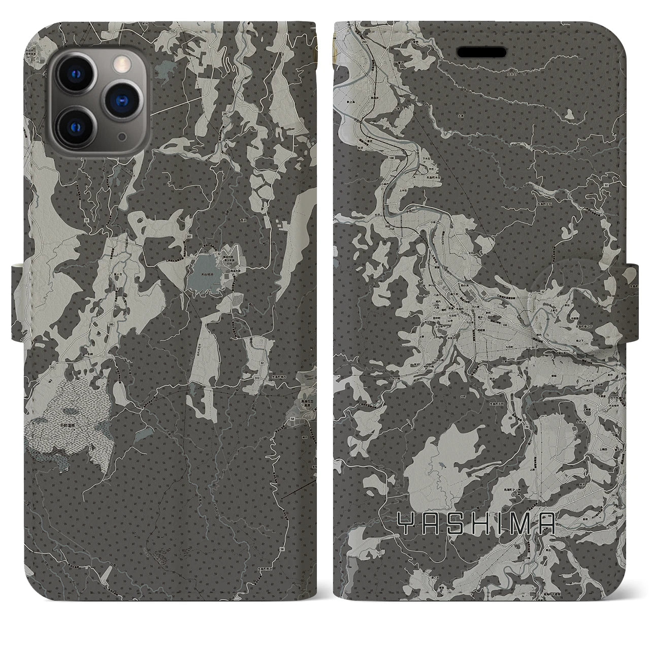 【矢島(秋田県)】地図柄iPhoneケース(手帳タイプ)