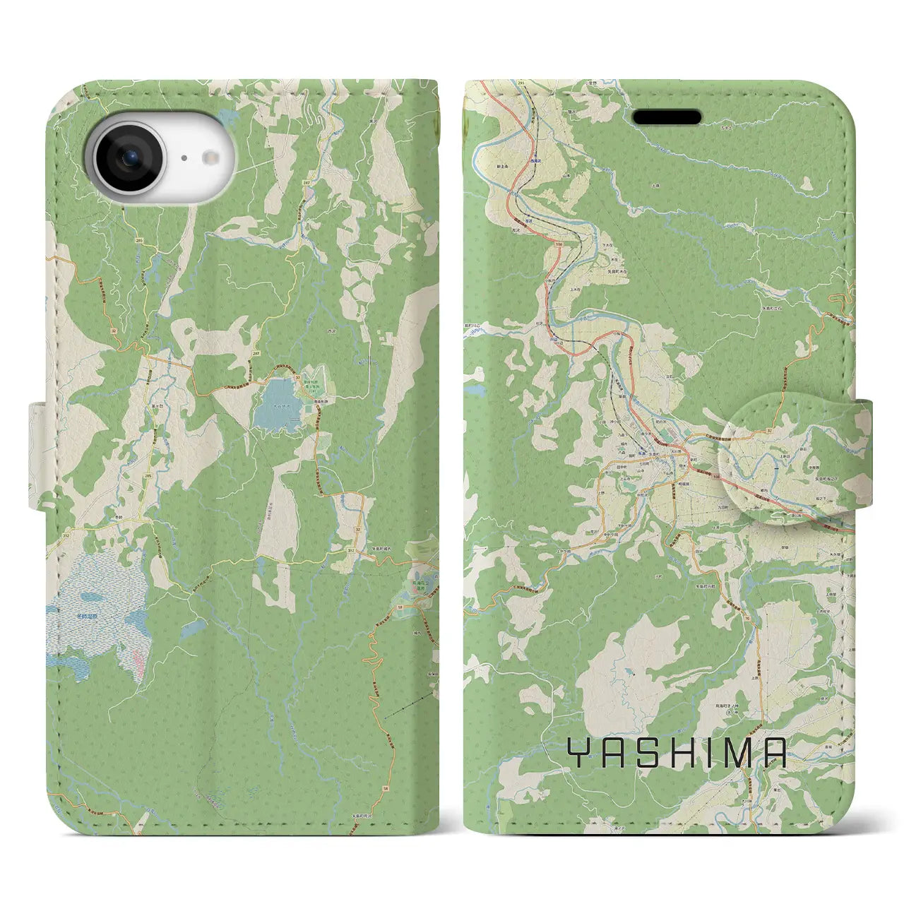 【矢島(秋田県)】地図柄iPhoneケース(手帳タイプ)