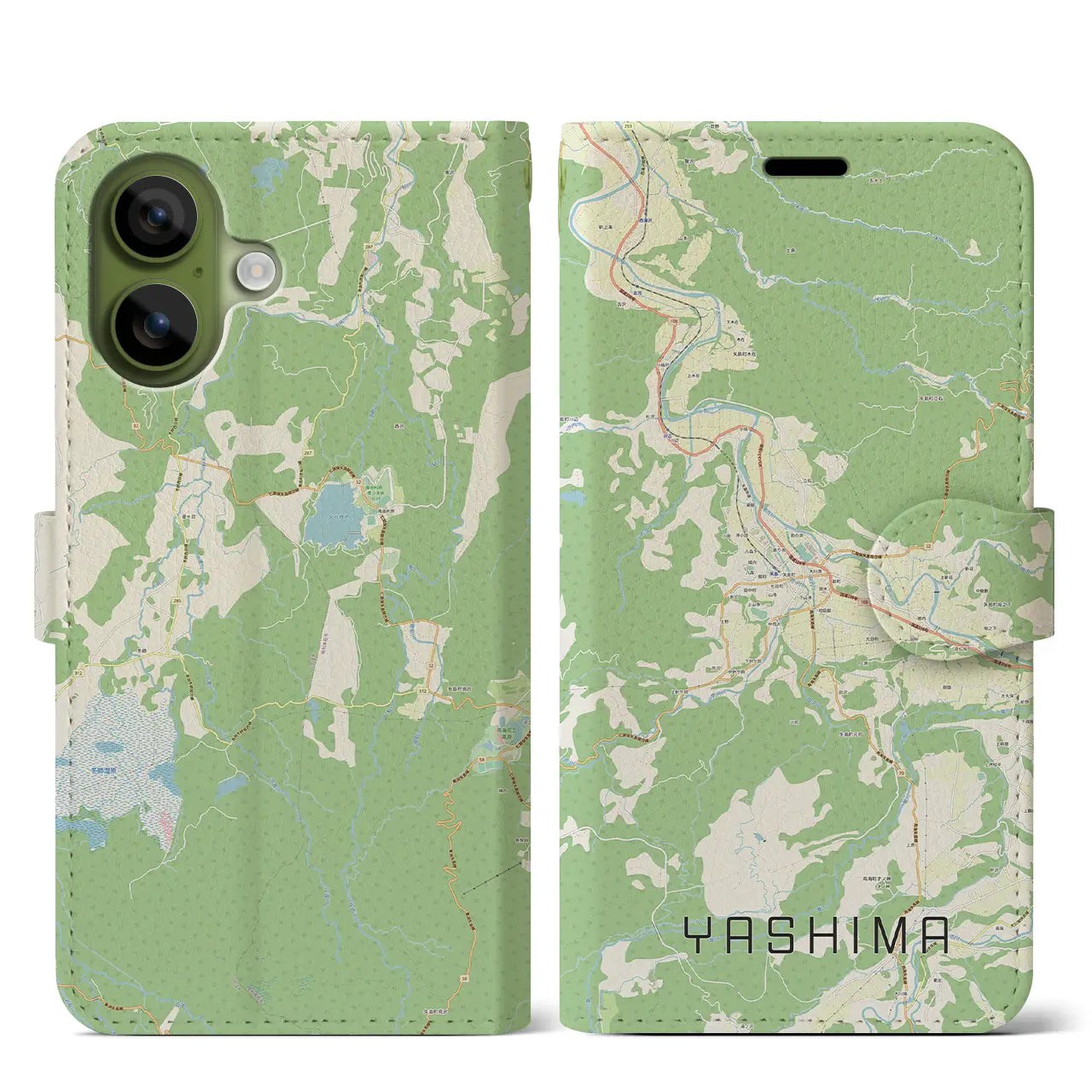 【矢島(秋田県)】地図柄iPhoneケース(手帳タイプ)