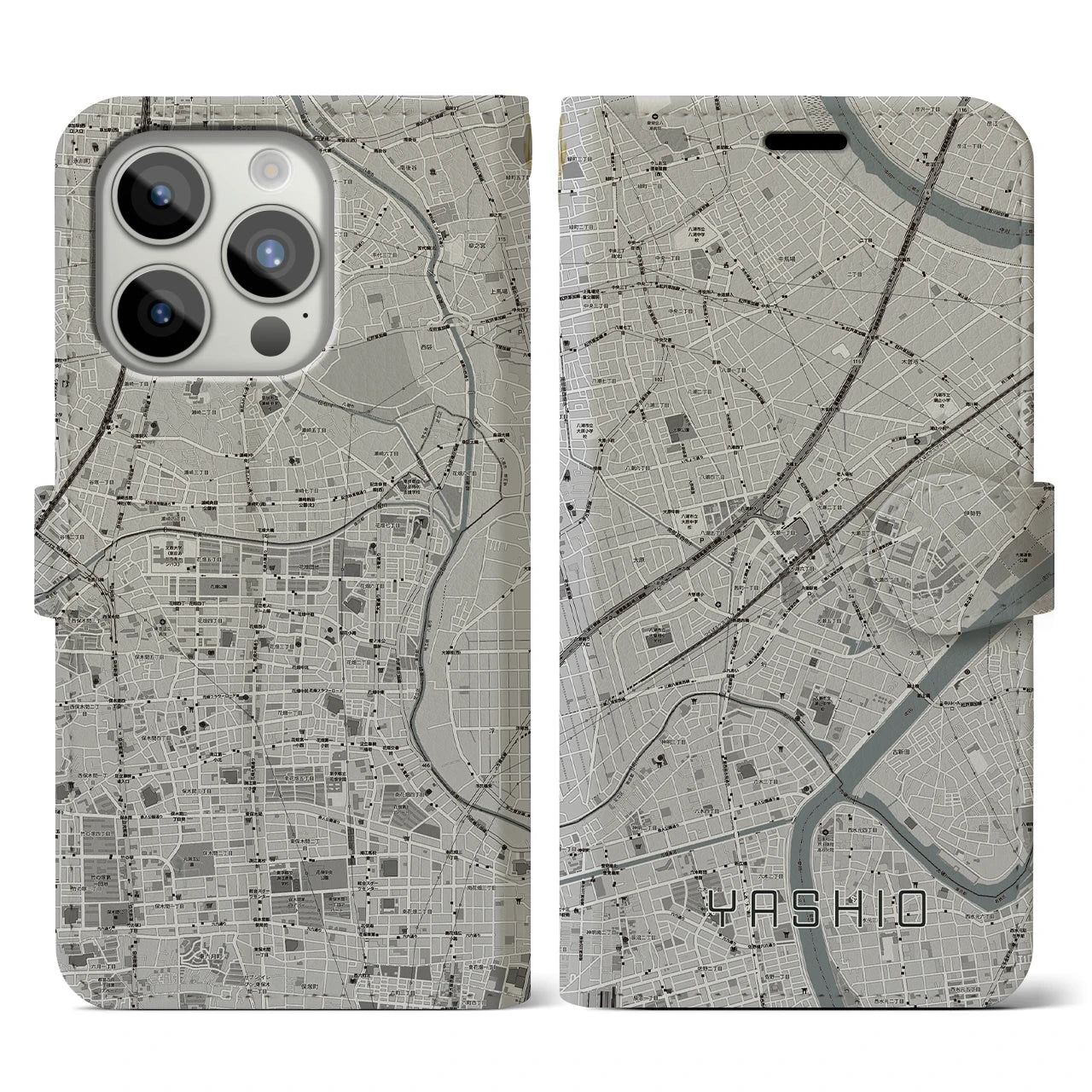 【八潮(埼玉県)】地図柄iPhoneケース(手帳タイプ)