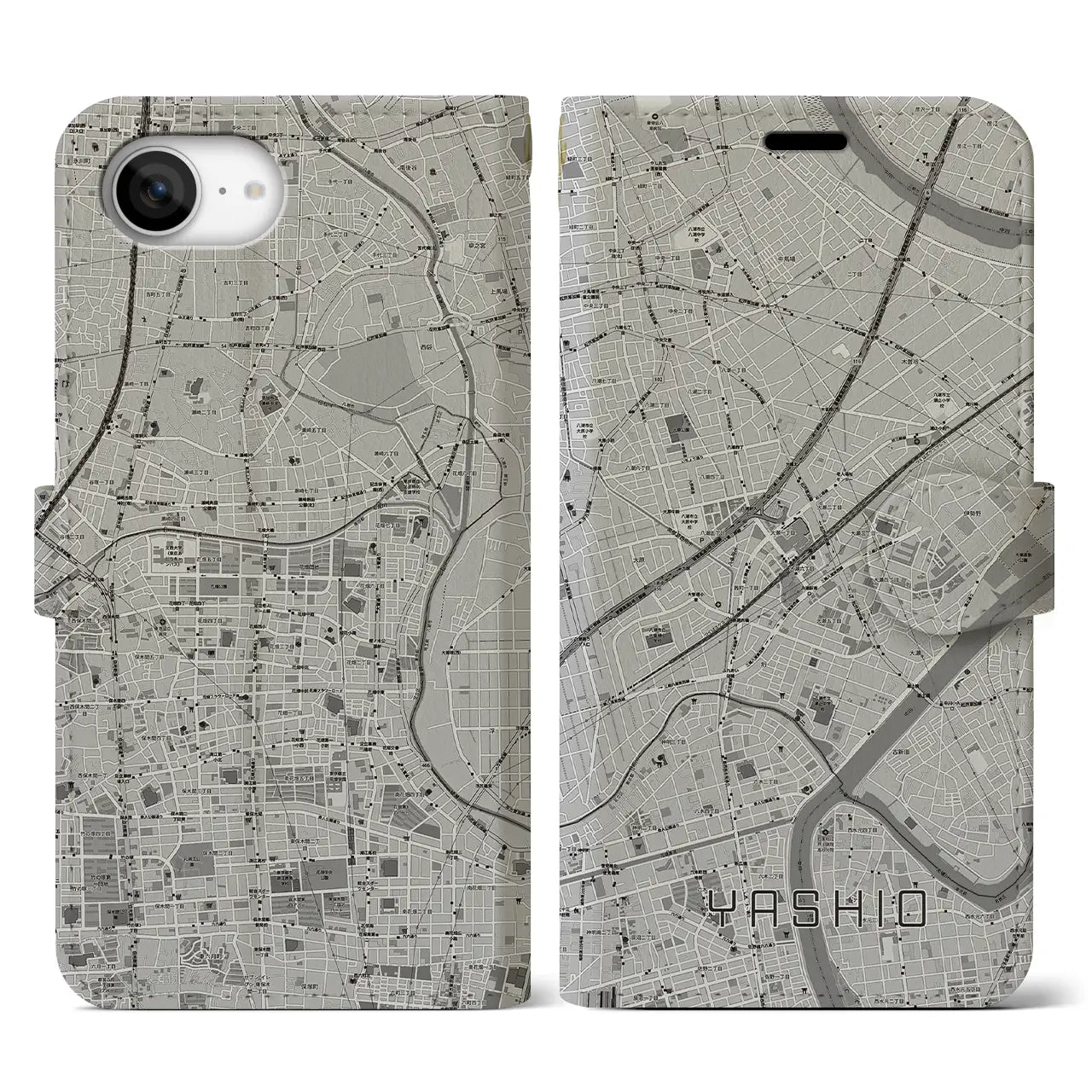 【八潮(埼玉県)】地図柄iPhoneケース(手帳タイプ)