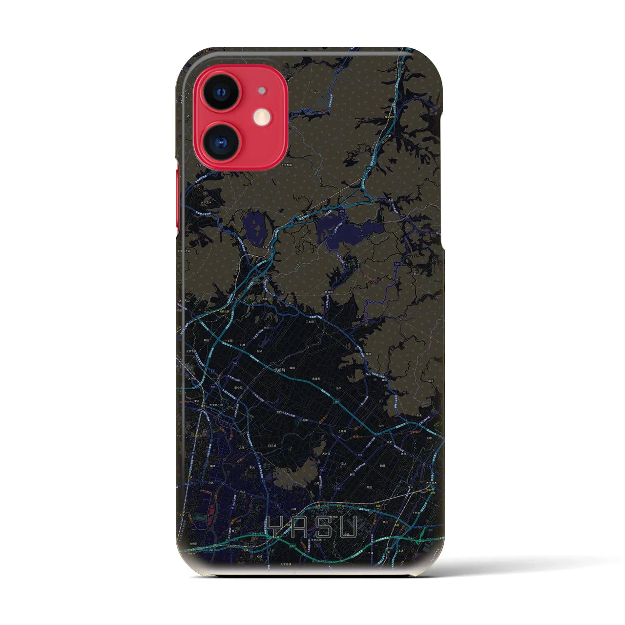 【夜須(福岡県)】地図柄iPhoneケース(バックカバータイプ)