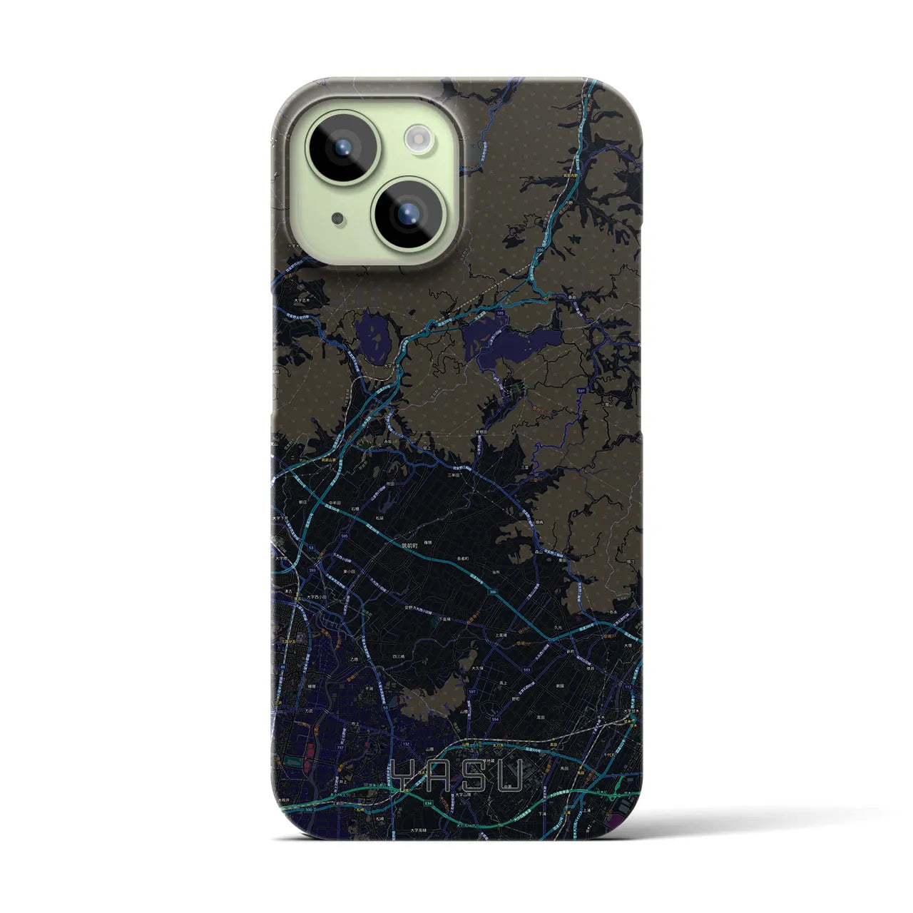【夜須(福岡県)】地図柄iPhoneケース(バックカバータイプ)
