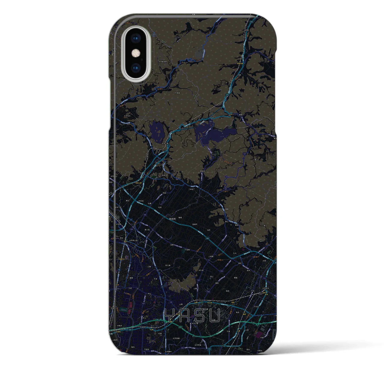 【夜須(福岡県)】地図柄iPhoneケース(バックカバータイプ)