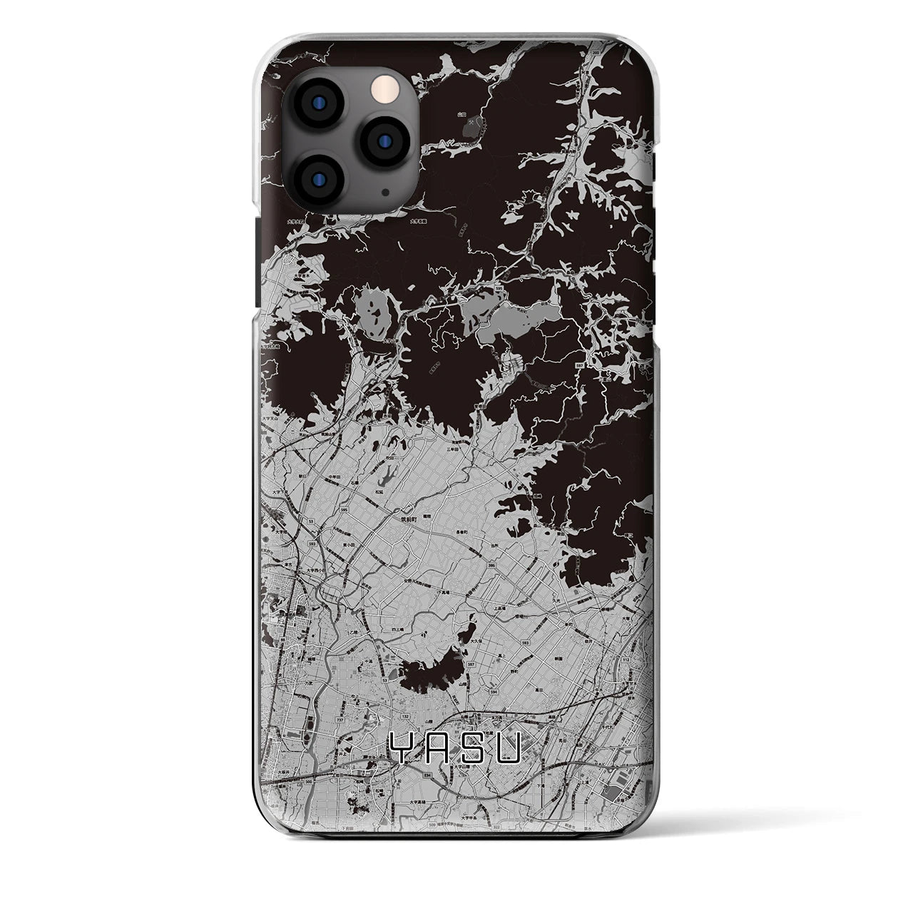 【夜須(福岡県)】地図柄iPhoneケース(クリアタイプ)モノトーン・iPhone 11 Pro Max 用