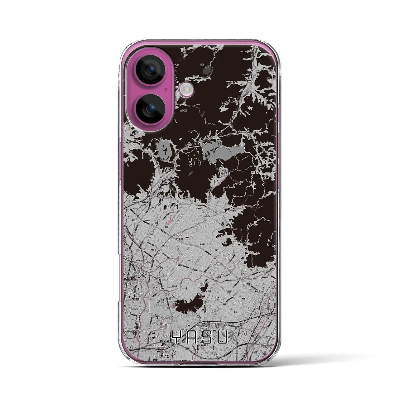 【夜須(福岡県)】地図柄iPhoneケース(クリアタイプ)モノトーン・iPhone 16 Pro 用
