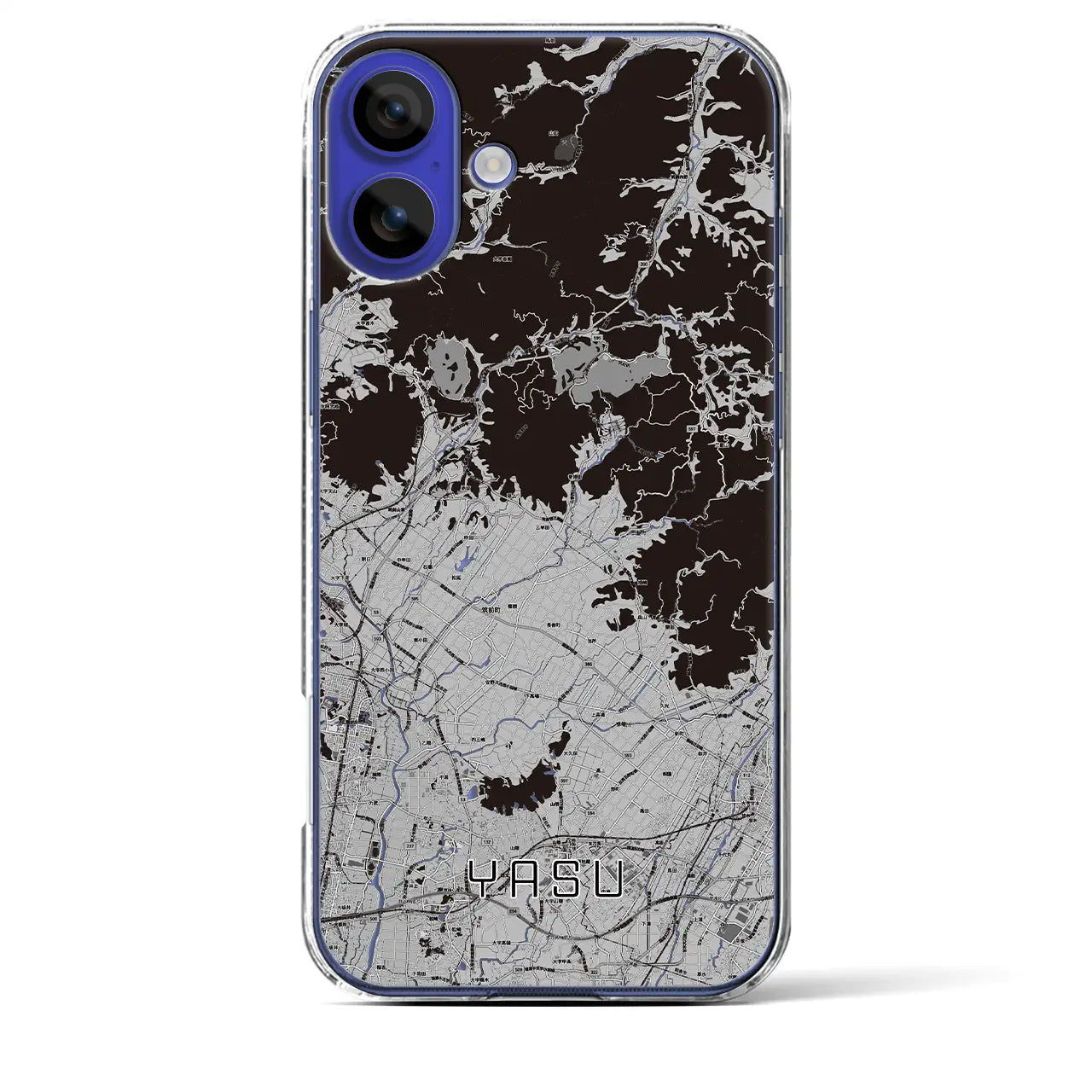 【夜須(福岡県)】地図柄iPhoneケース(クリアタイプ)モノトーン・iPhone 16 Pro Max 用