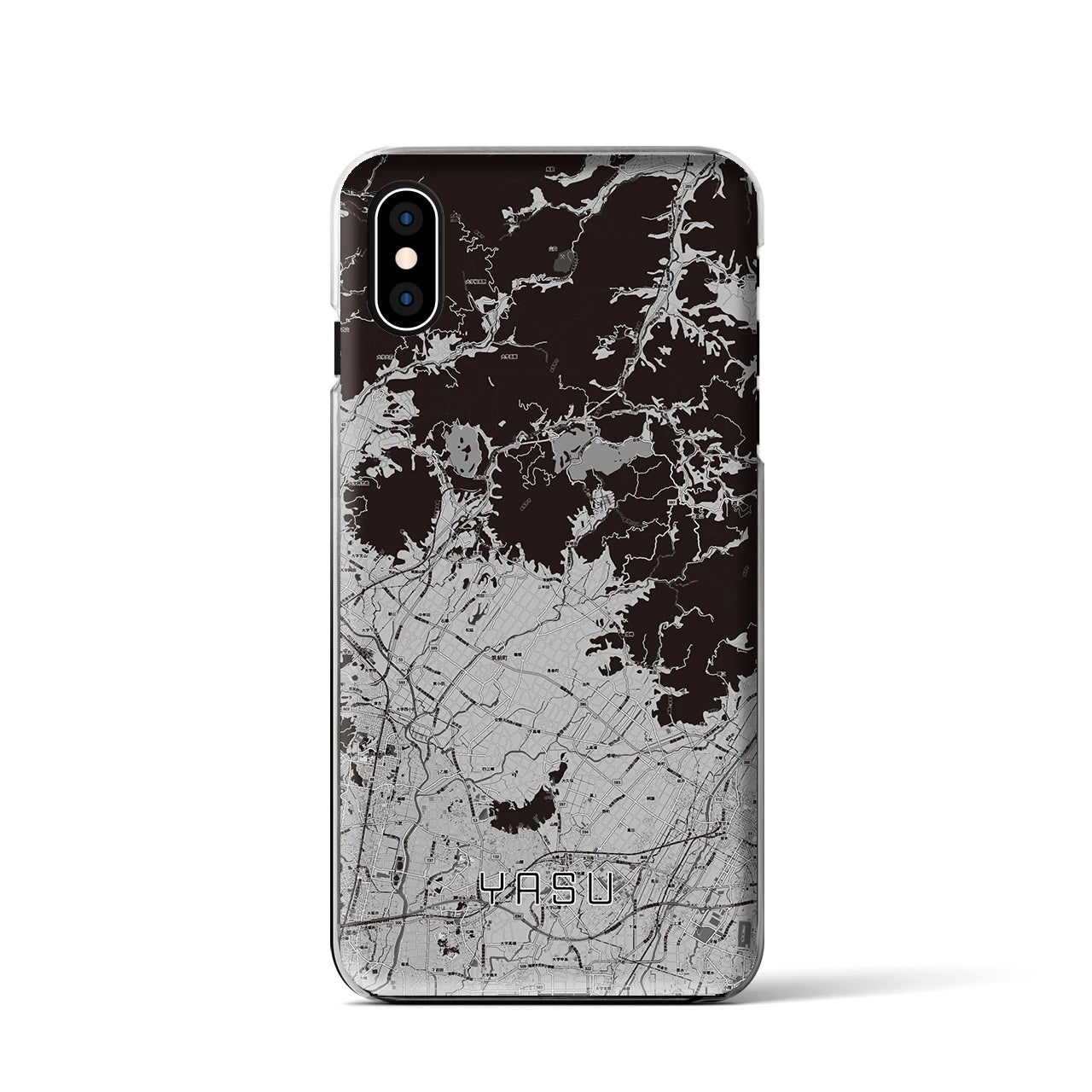 【夜須(福岡県)】地図柄iPhoneケース(クリアタイプ)モノトーン・iPhone XS / X 用
