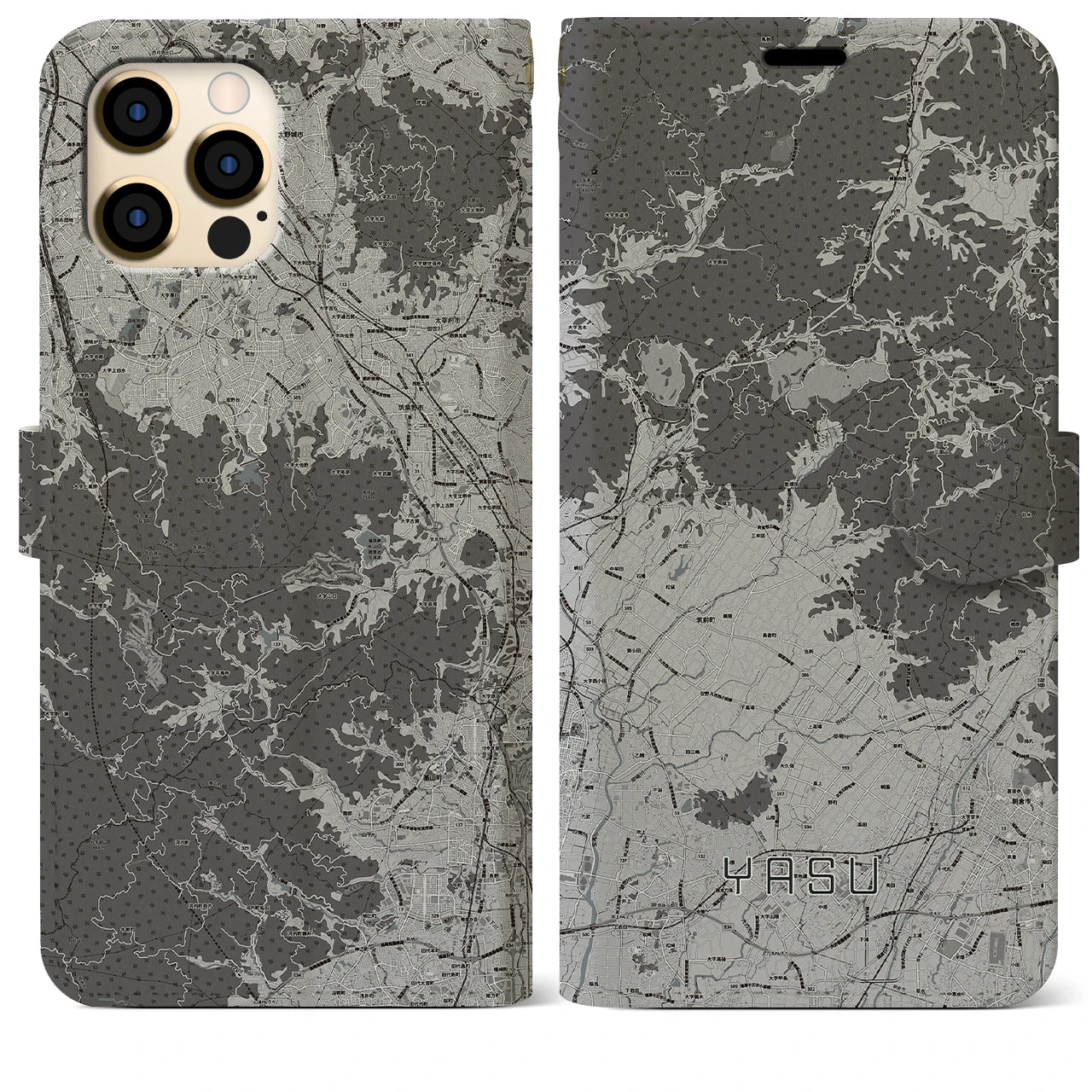 【夜須(福岡県)】地図柄iPhoneケース(手帳タイプ)