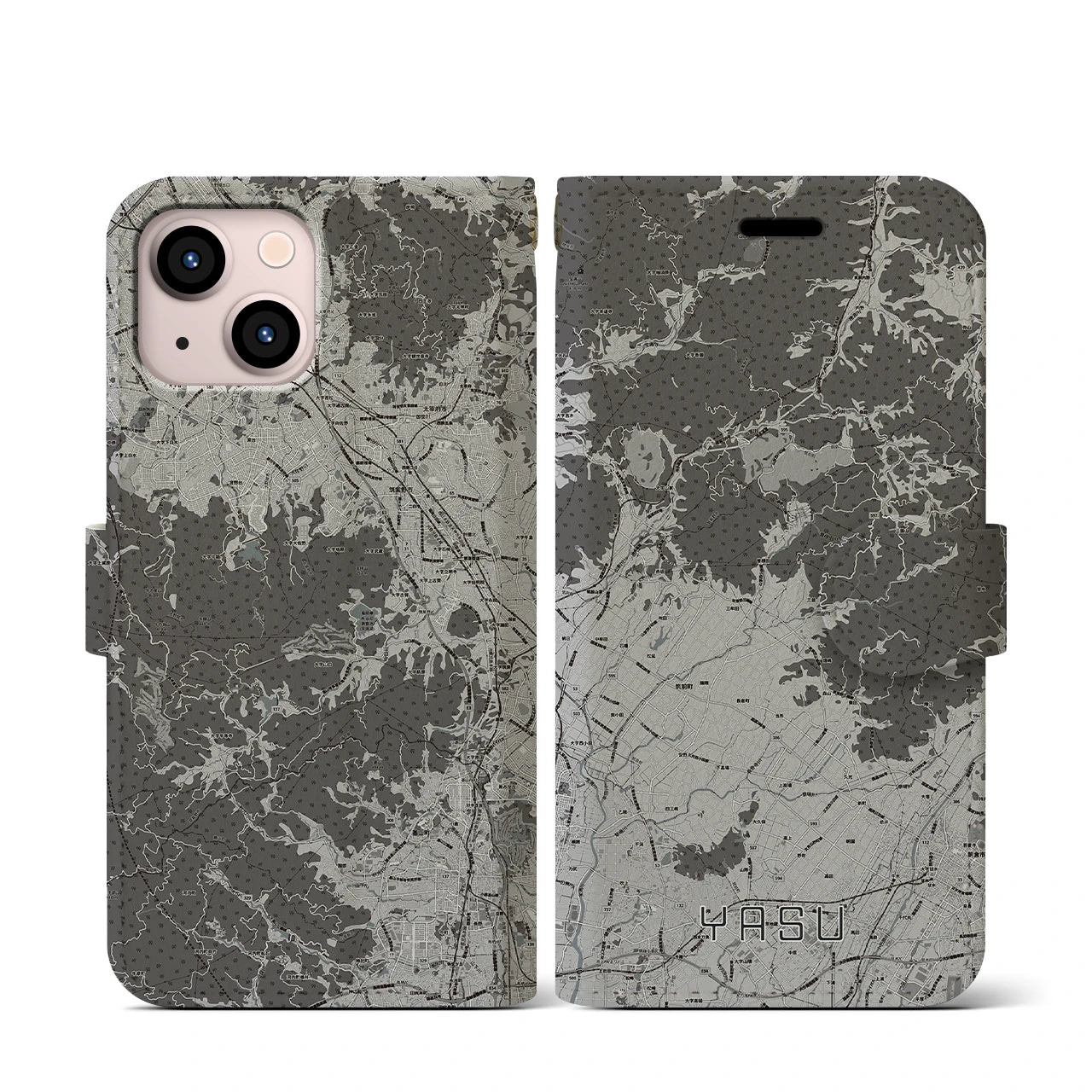 【夜須(福岡県)】地図柄iPhoneケース(手帳タイプ)