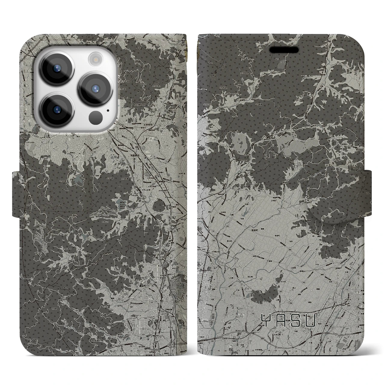 【夜須(福岡県)】地図柄iPhoneケース(手帳タイプ)