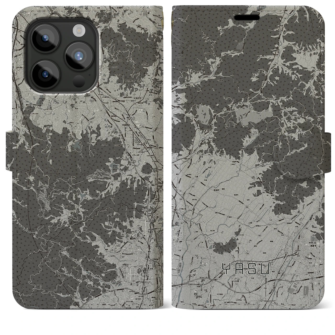 【夜須(福岡県)】地図柄iPhoneケース(手帳タイプ)