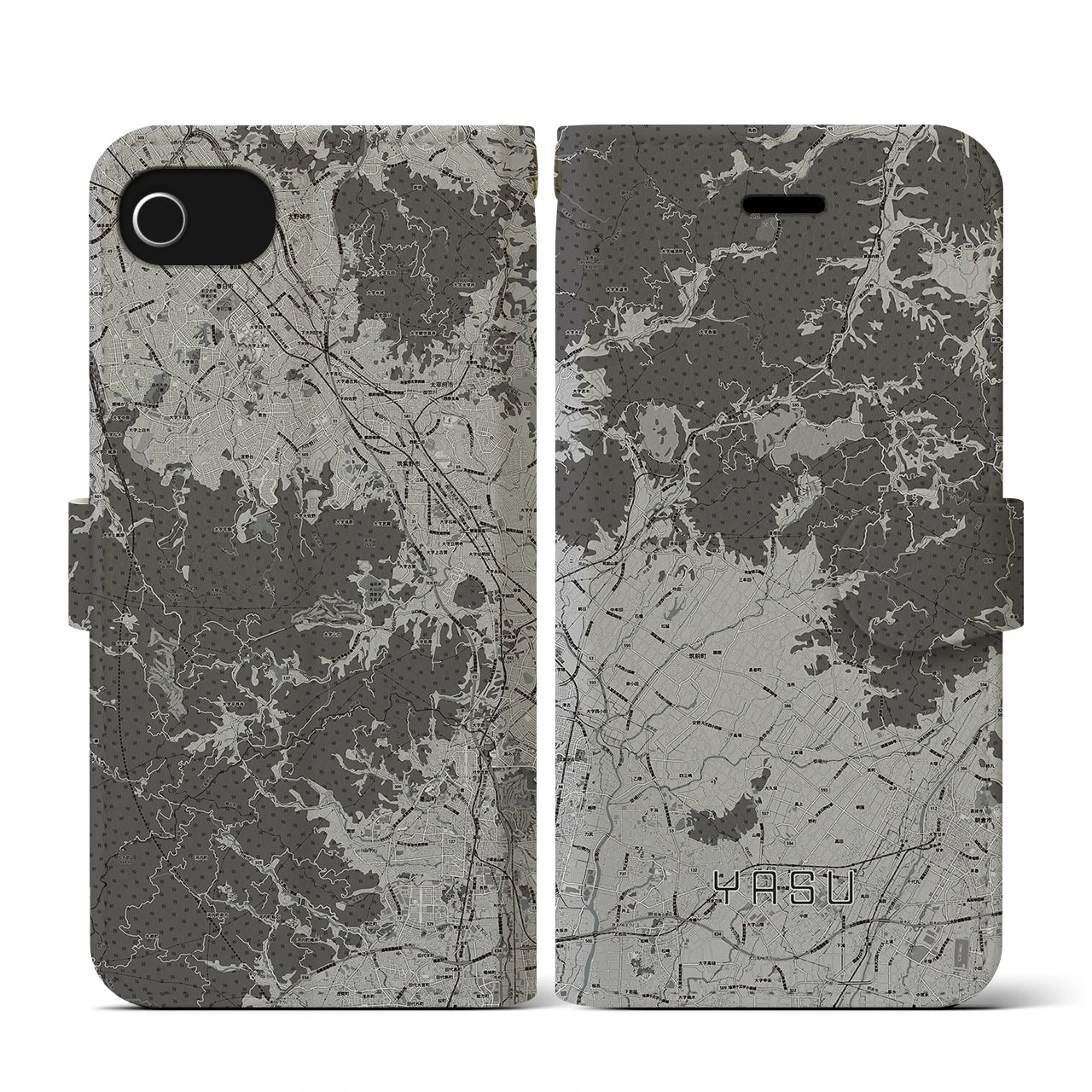 【夜須(福岡県)】地図柄iPhoneケース(手帳タイプ)