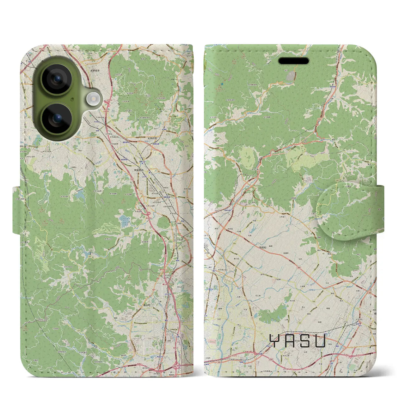 【夜須(福岡県)】地図柄iPhoneケース(手帳タイプ)