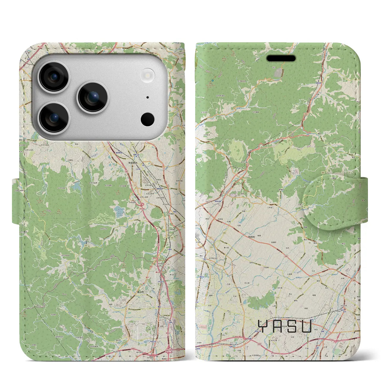 【夜須(福岡県)】地図柄iPhoneケース(手帳タイプ)