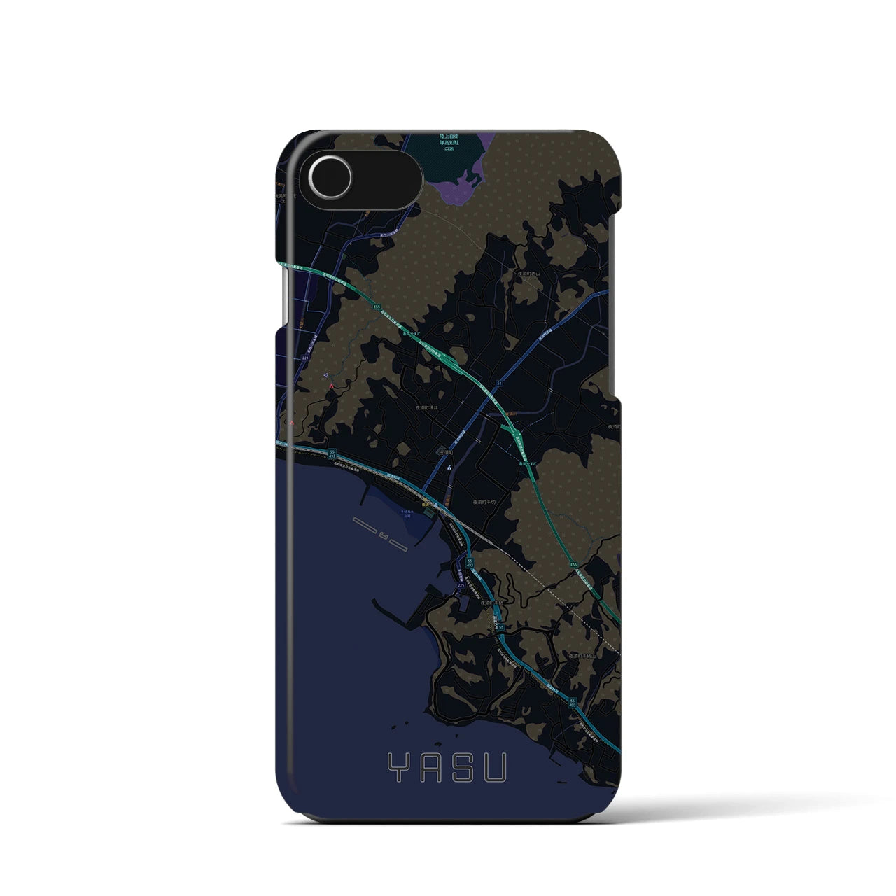 【夜須(高知県)】地図柄iPhoneケース(バックカバータイプ)