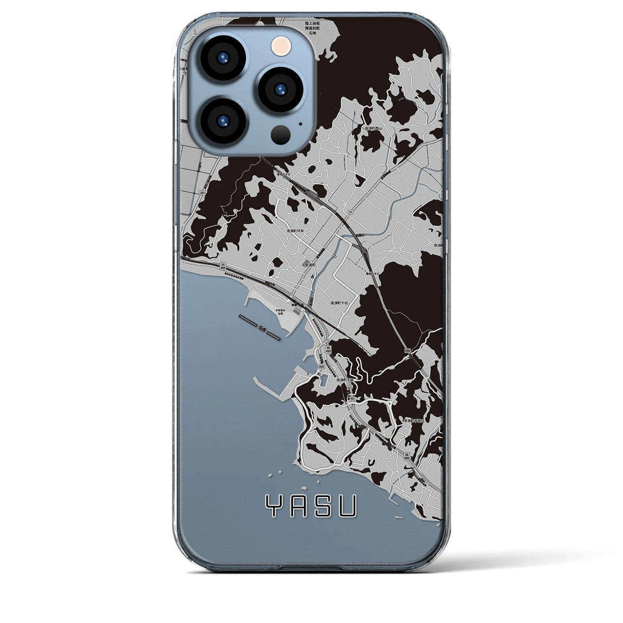 【夜須(高知県)】地図柄iPhoneケース(クリアタイプ)