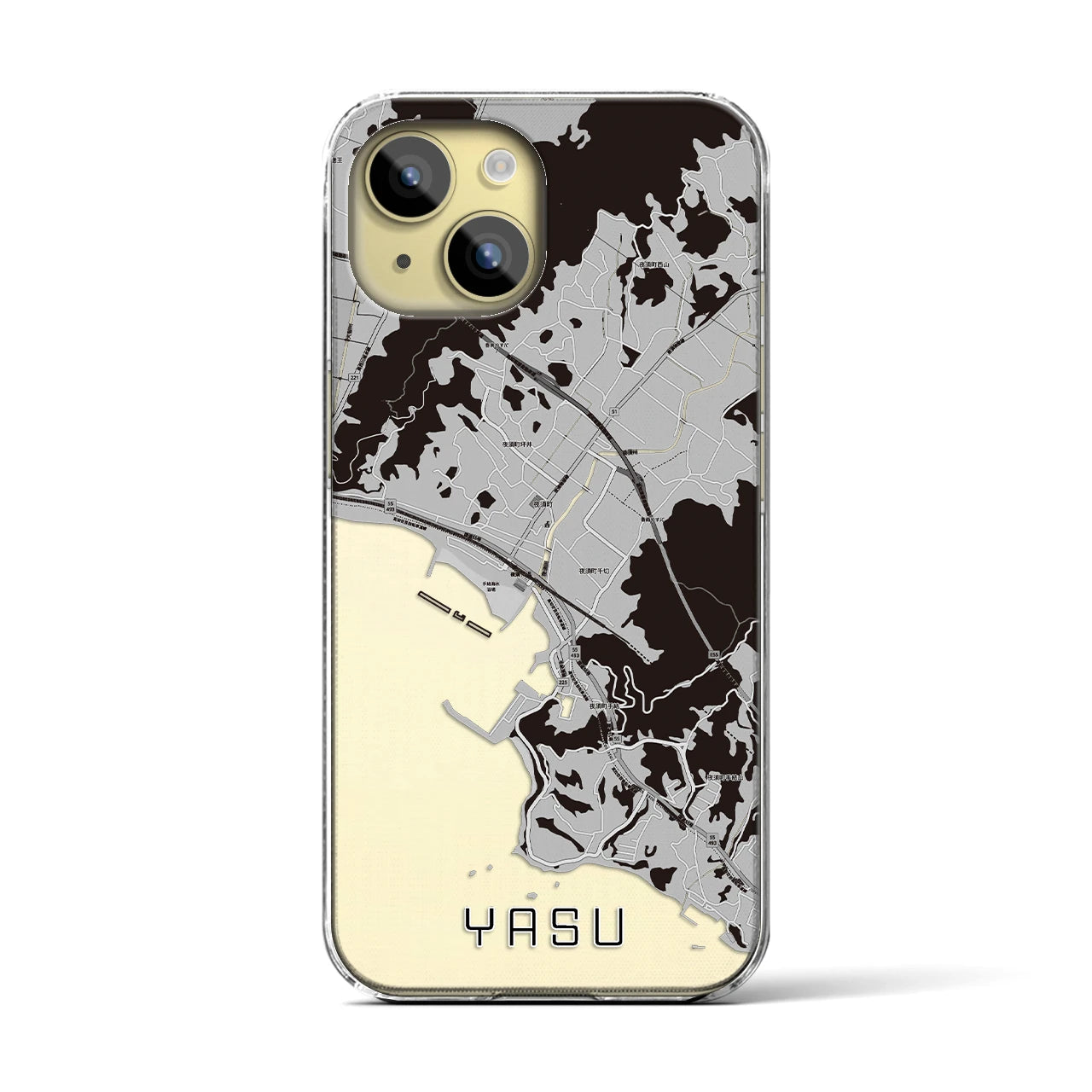 【夜須(高知県)】地図柄iPhoneケース(クリアタイプ)