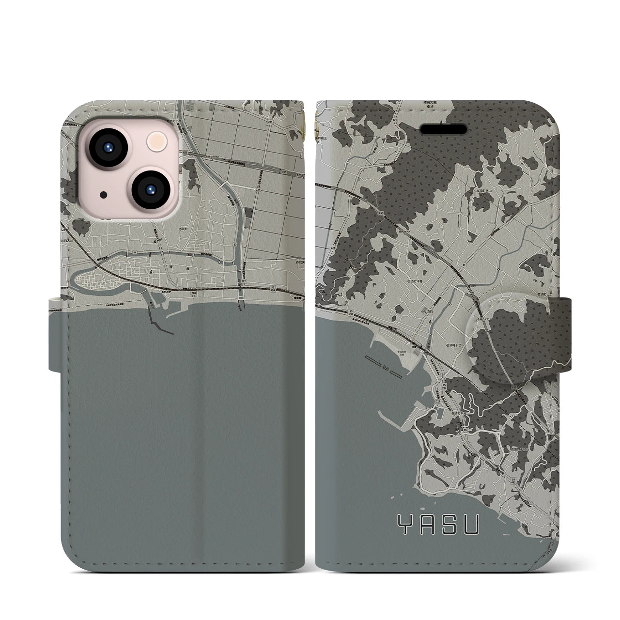 【夜須(高知県)】地図柄iPhoneケース(手帳タイプ)