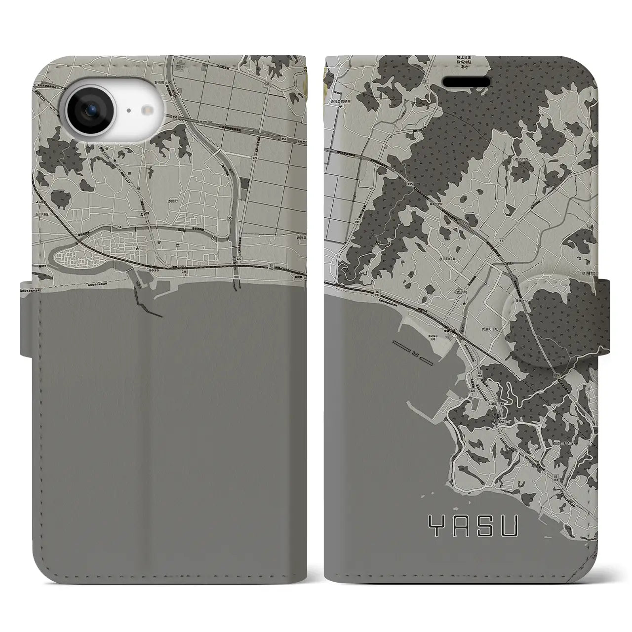 【夜須(高知県)】地図柄iPhoneケース(手帳タイプ)