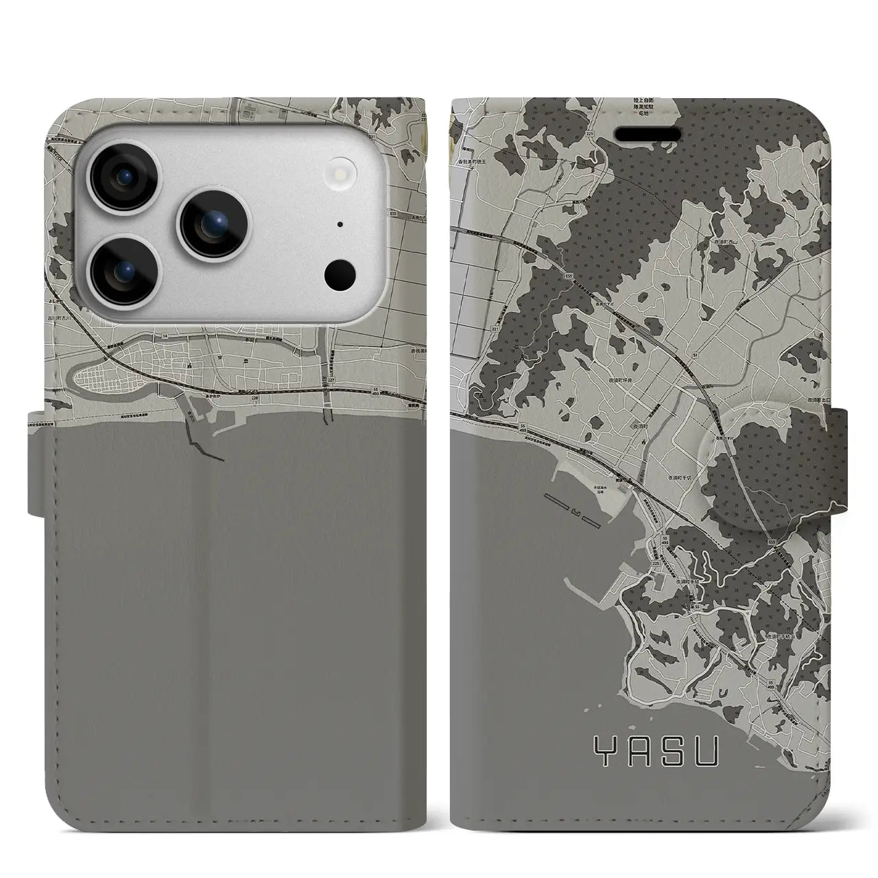 【夜須(高知県)】地図柄iPhoneケース(手帳タイプ)