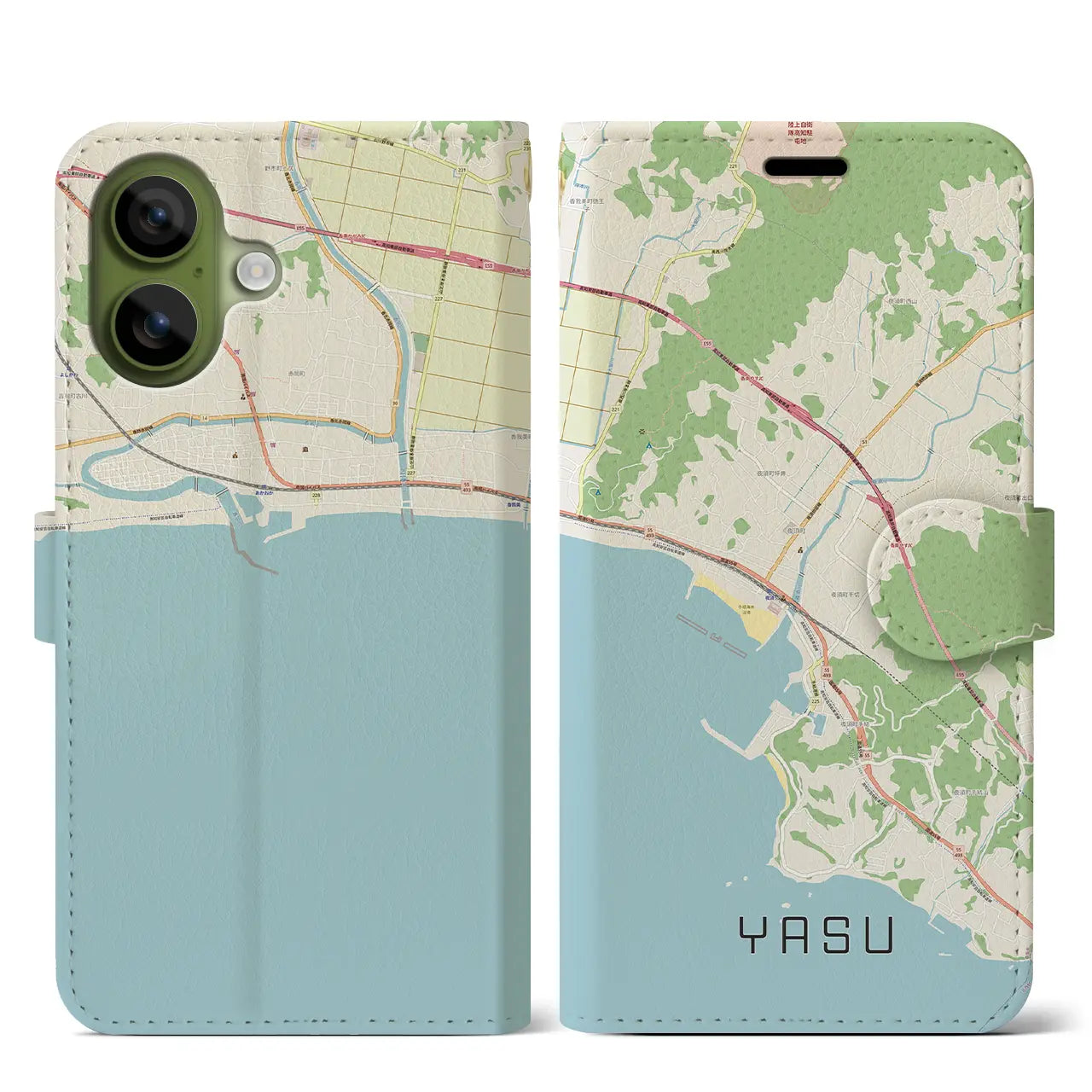 【夜須(高知県)】地図柄iPhoneケース(手帳タイプ)