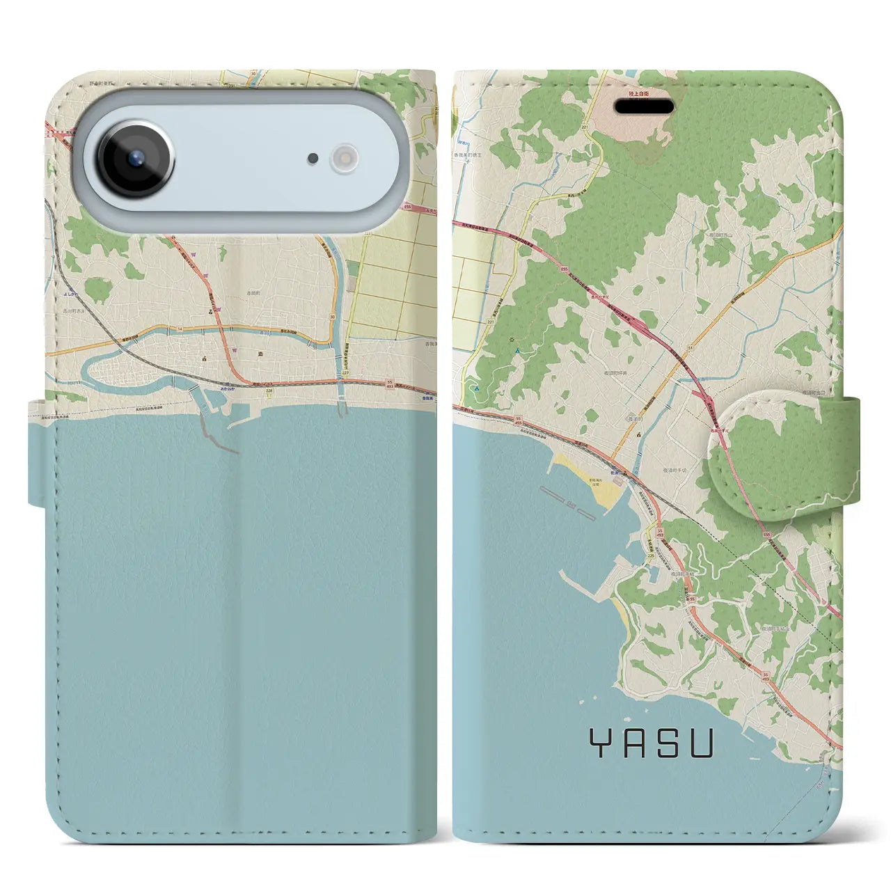 【夜須(高知県)】地図柄iPhoneケース(手帳タイプ)