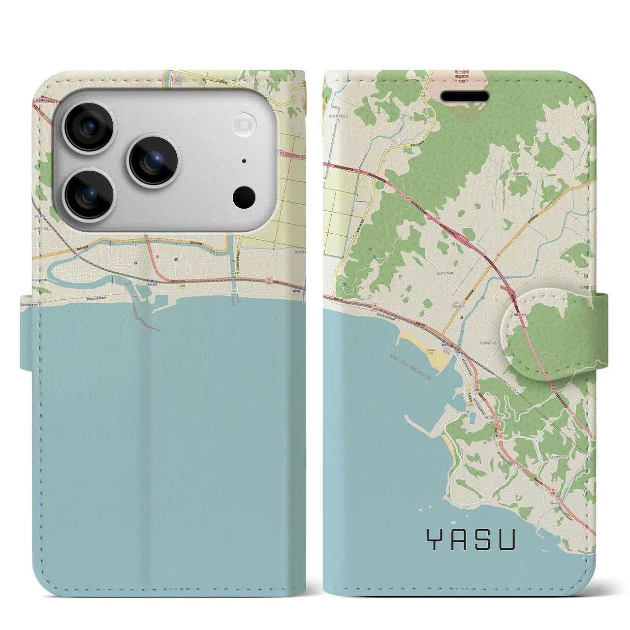 【夜須(高知県)】地図柄iPhoneケース(手帳タイプ)