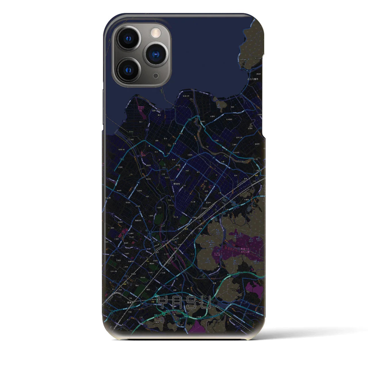 【野洲(滋賀県)】地図柄iPhoneケース(バックカバータイプ)
