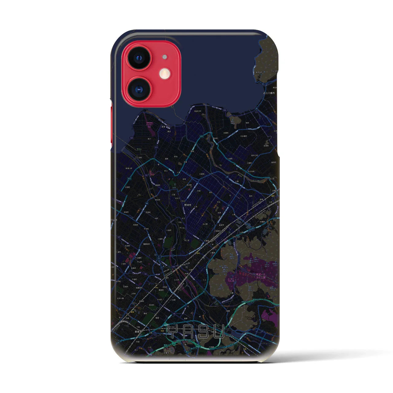 【野洲(滋賀県)】地図柄iPhoneケース(バックカバータイプ)