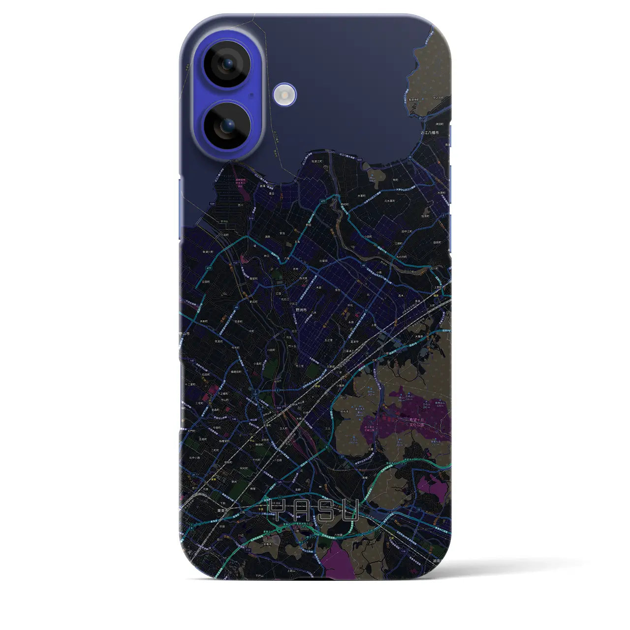 【野洲(滋賀県)】地図柄iPhoneケース(バックカバータイプ)