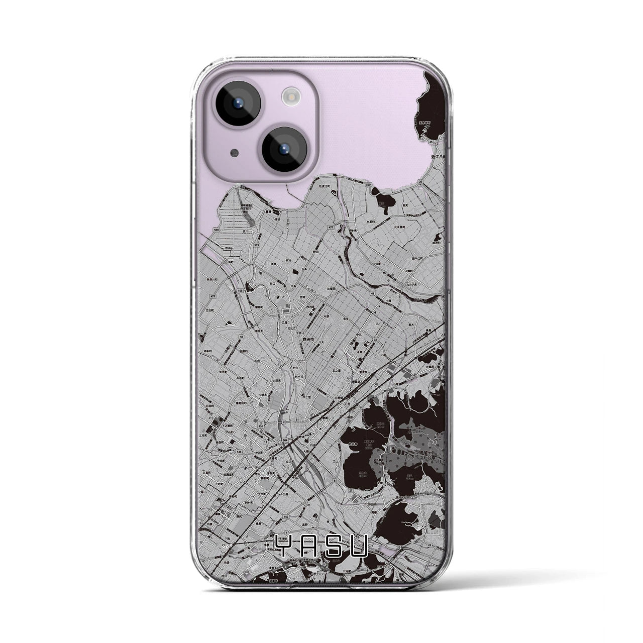 【野洲(滋賀県)】地図柄iPhoneケース(クリアタイプ)