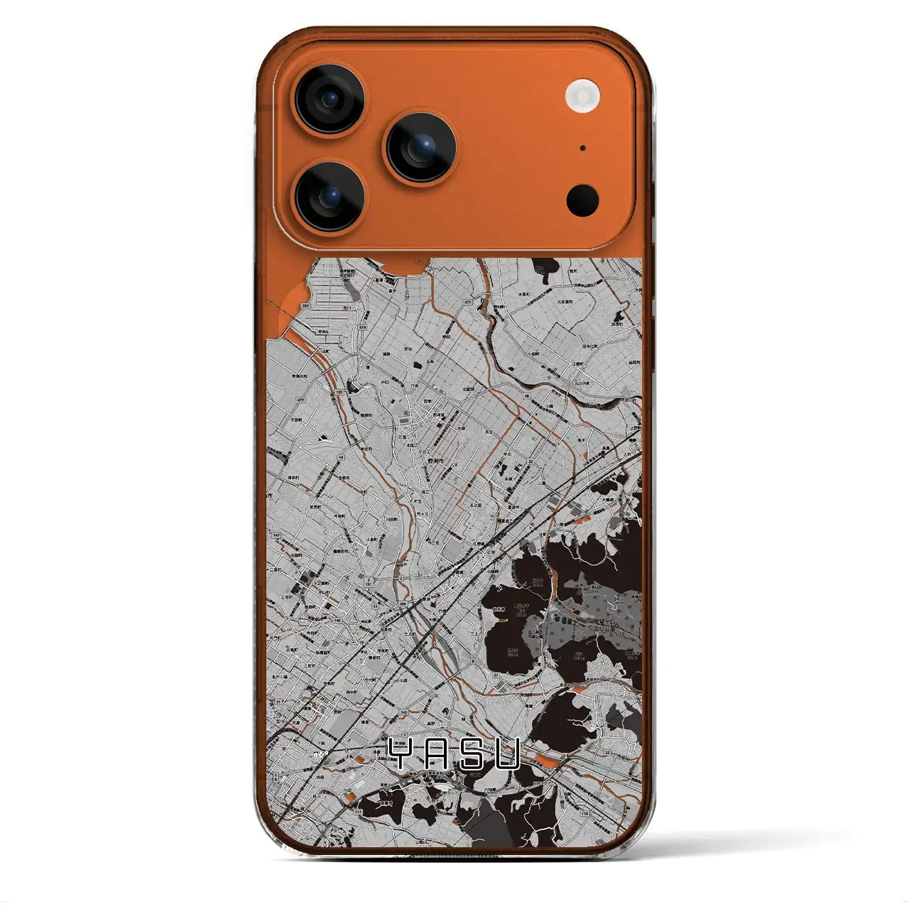 【野洲(滋賀県)】地図柄iPhoneケース(クリアタイプ)モノトーン・iPhone 17 Pro Max 用