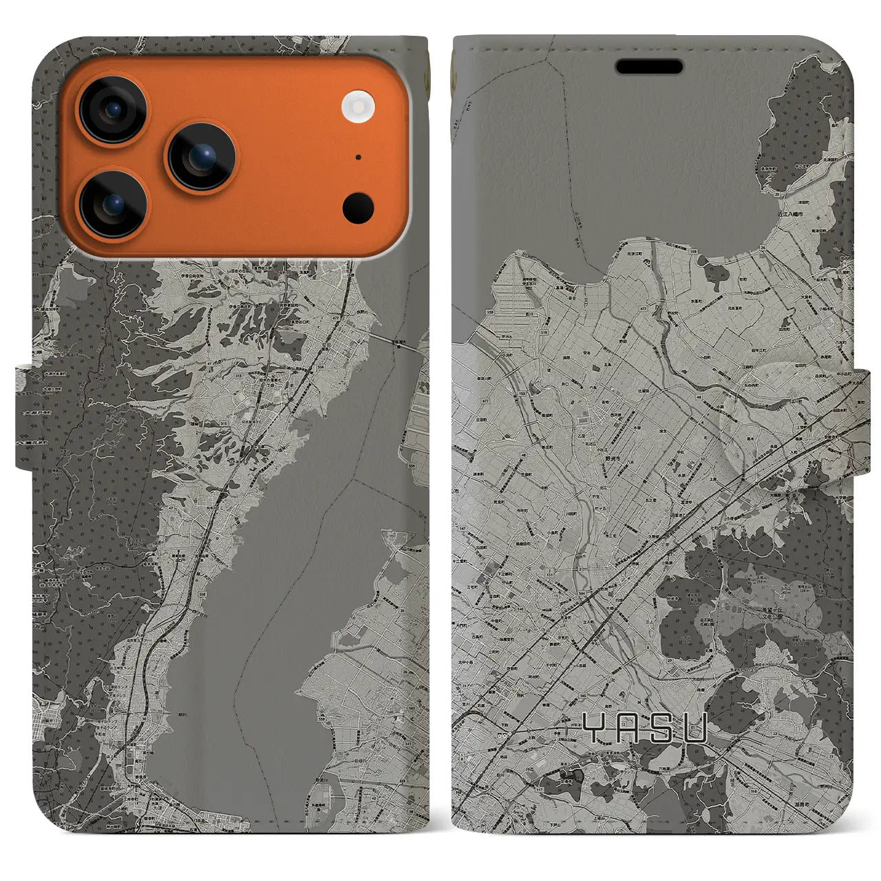 【野洲(滋賀県)】地図柄iPhoneケース(手帳タイプ)