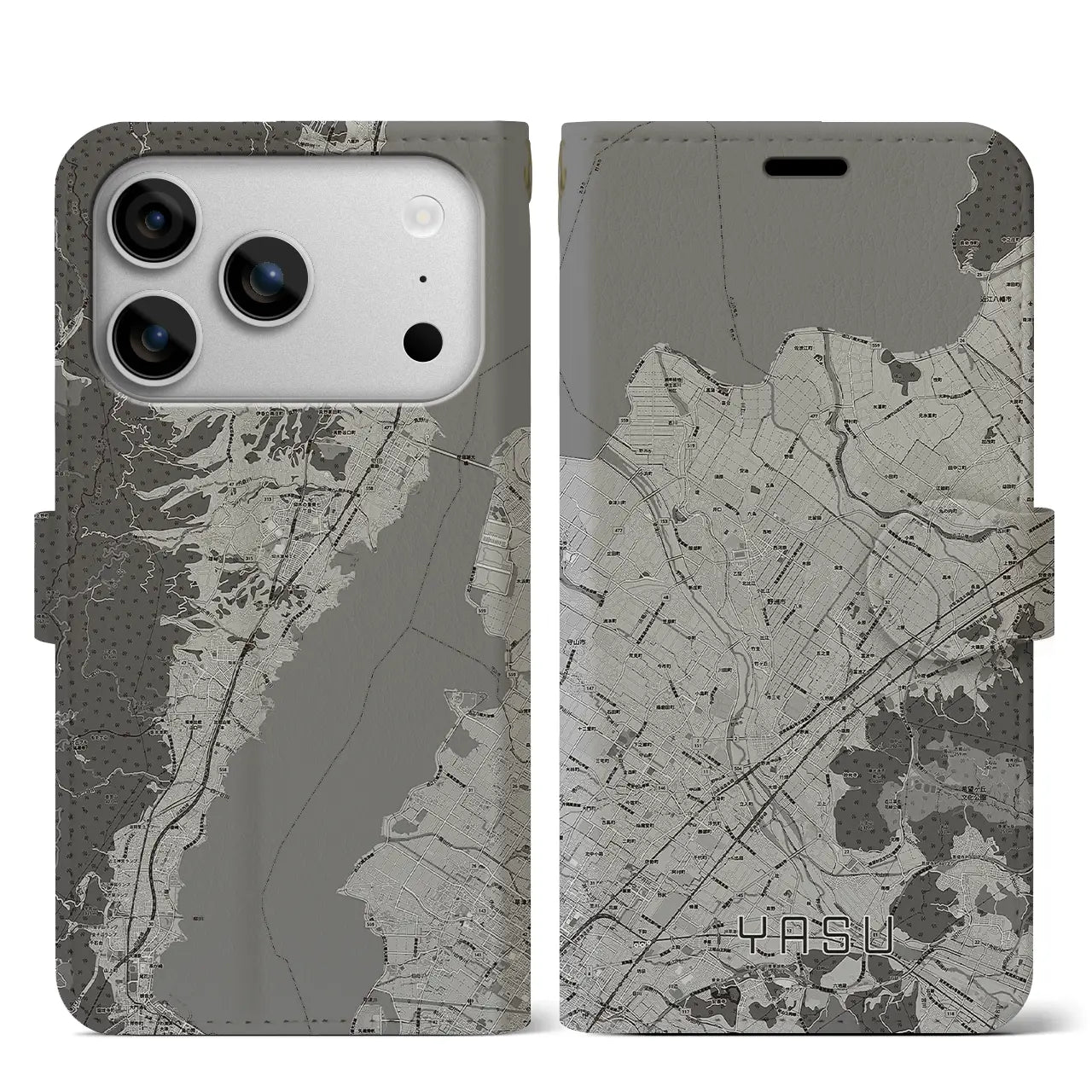 【野洲(滋賀県)】地図柄iPhoneケース(手帳タイプ)