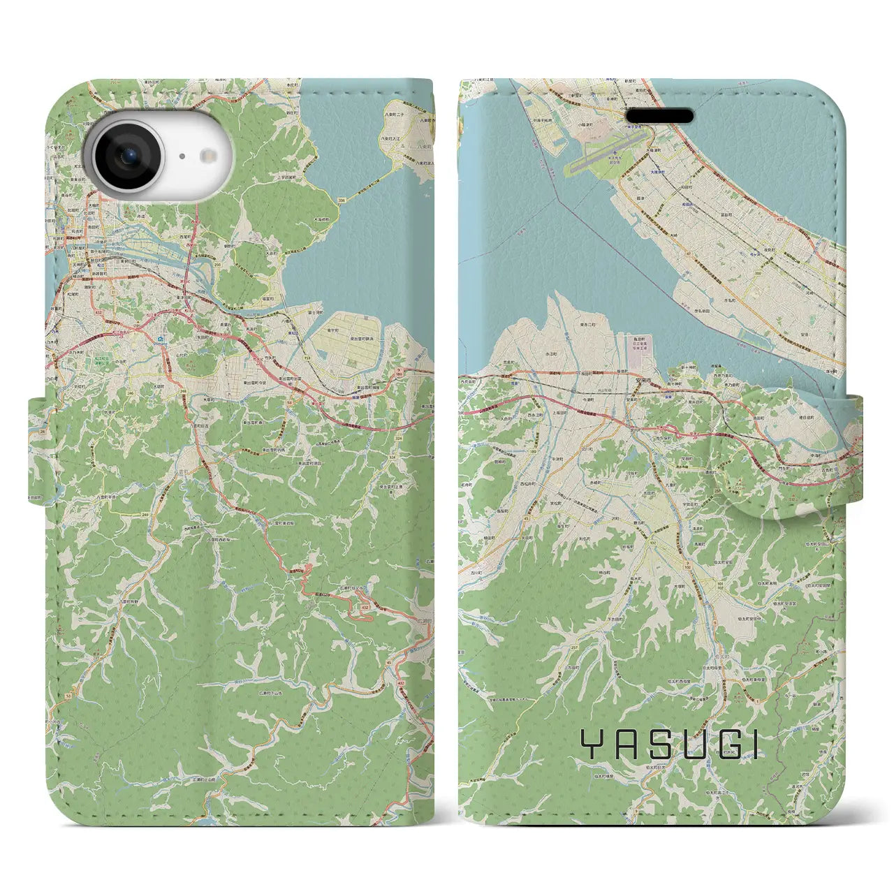 【安来(島根県)】地図柄iPhoneケース(手帳タイプ)