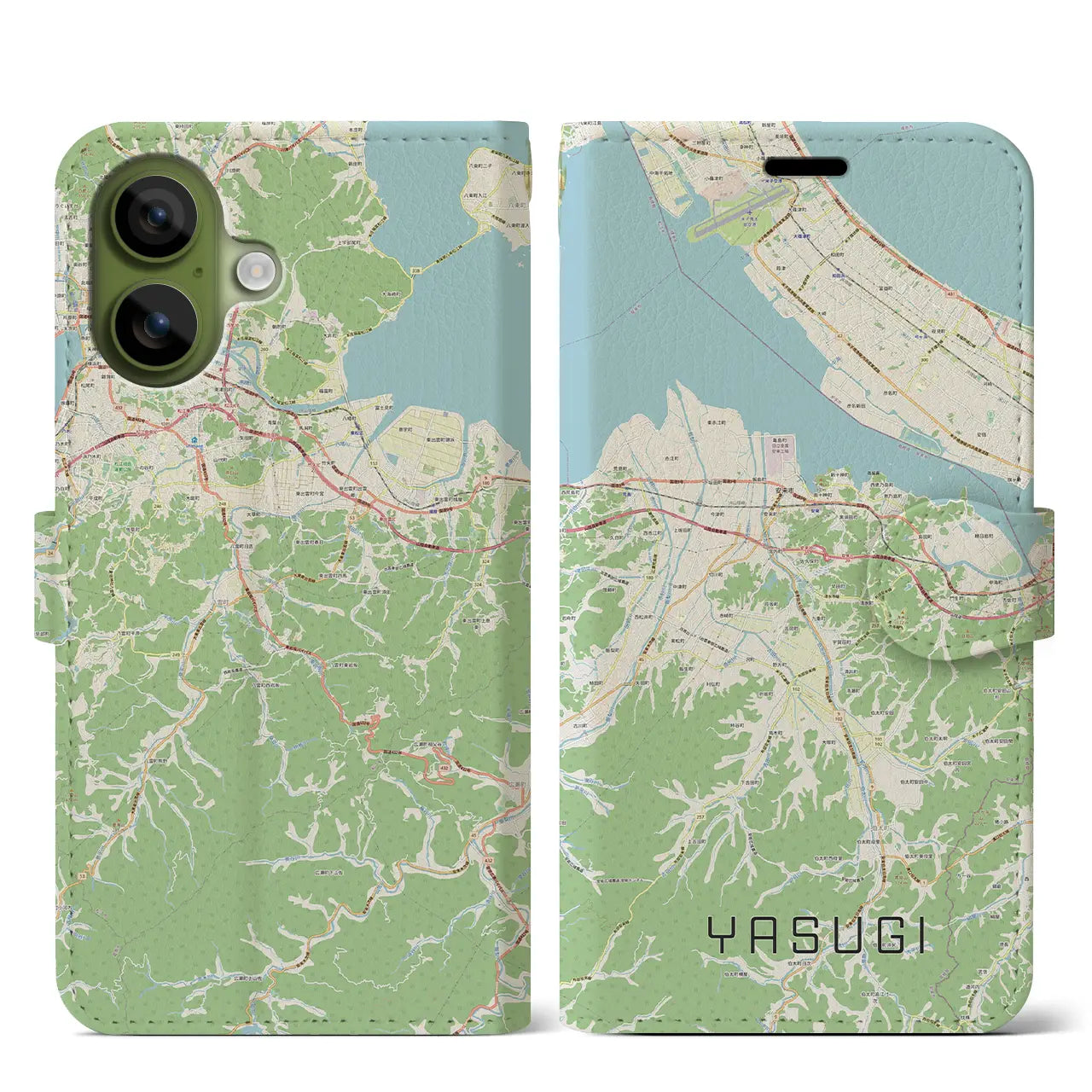 【安来(島根県)】地図柄iPhoneケース(手帳タイプ)