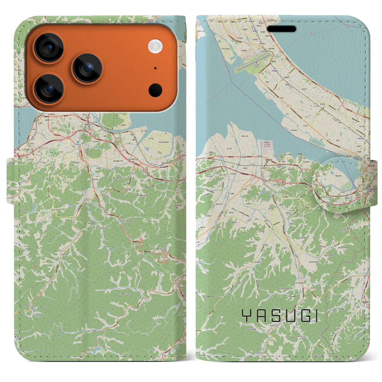 【安来(島根県)】地図柄iPhoneケース(手帳タイプ)