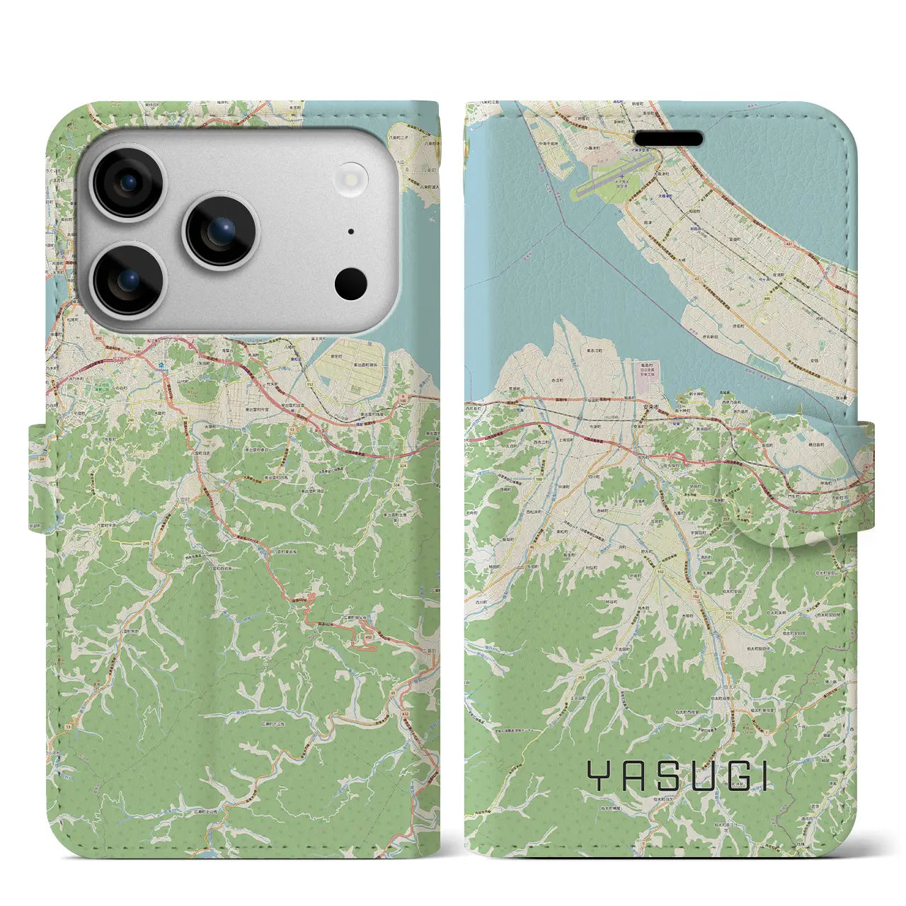 【安来(島根県)】地図柄iPhoneケース(手帳タイプ)