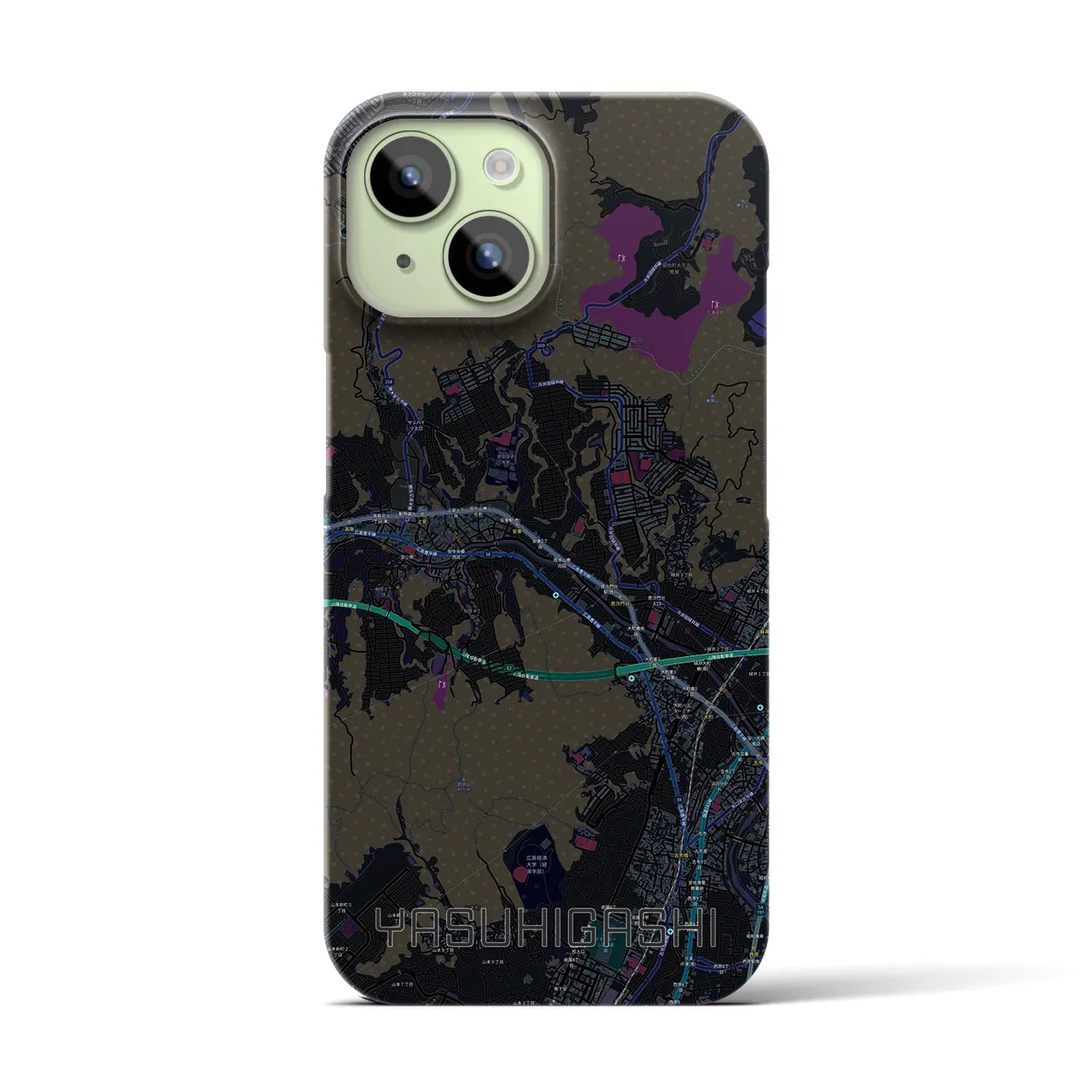 【安東(広島県)】地図柄iPhoneケース(バックカバータイプ)