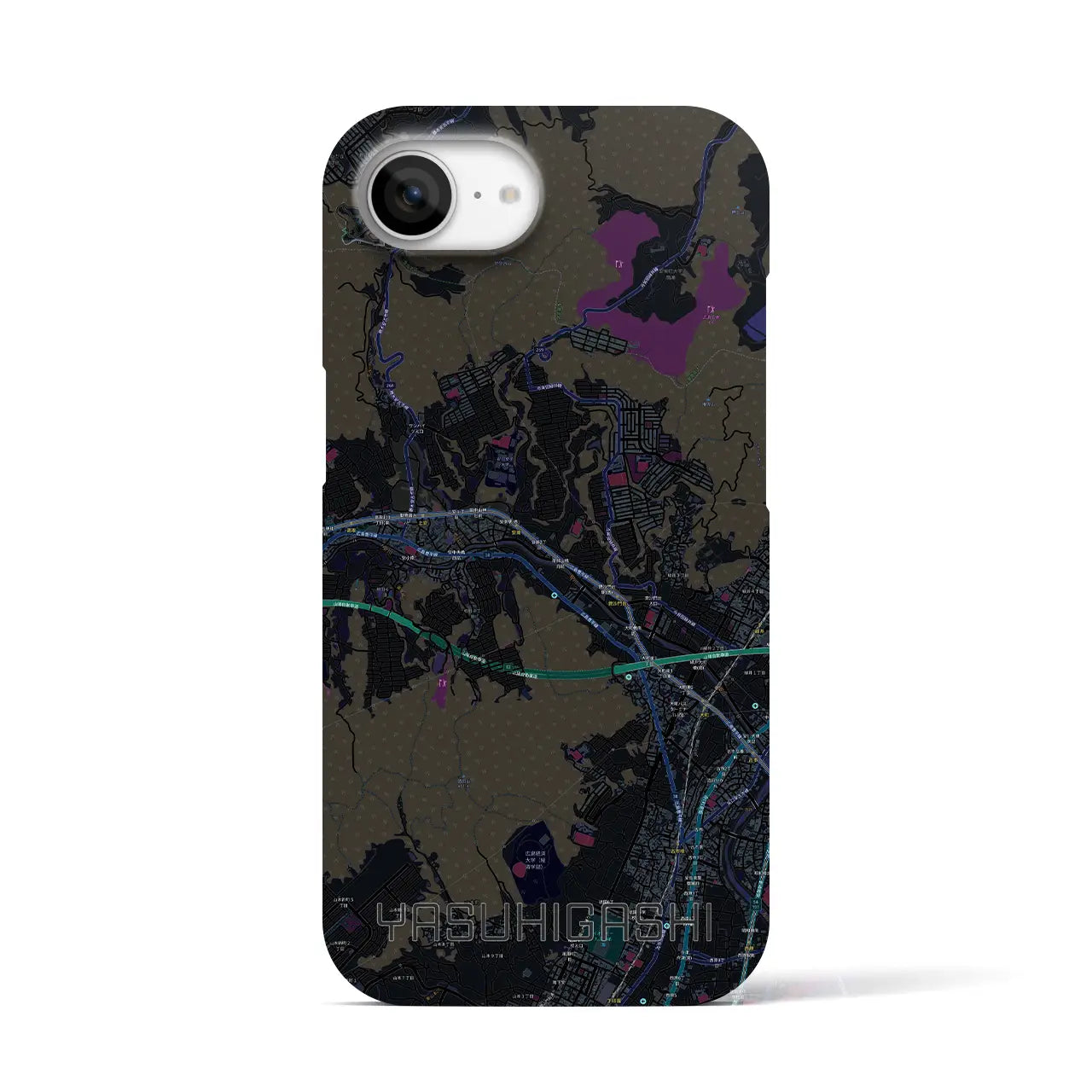 【安東(広島県)】地図柄iPhoneケース(バックカバータイプ)
