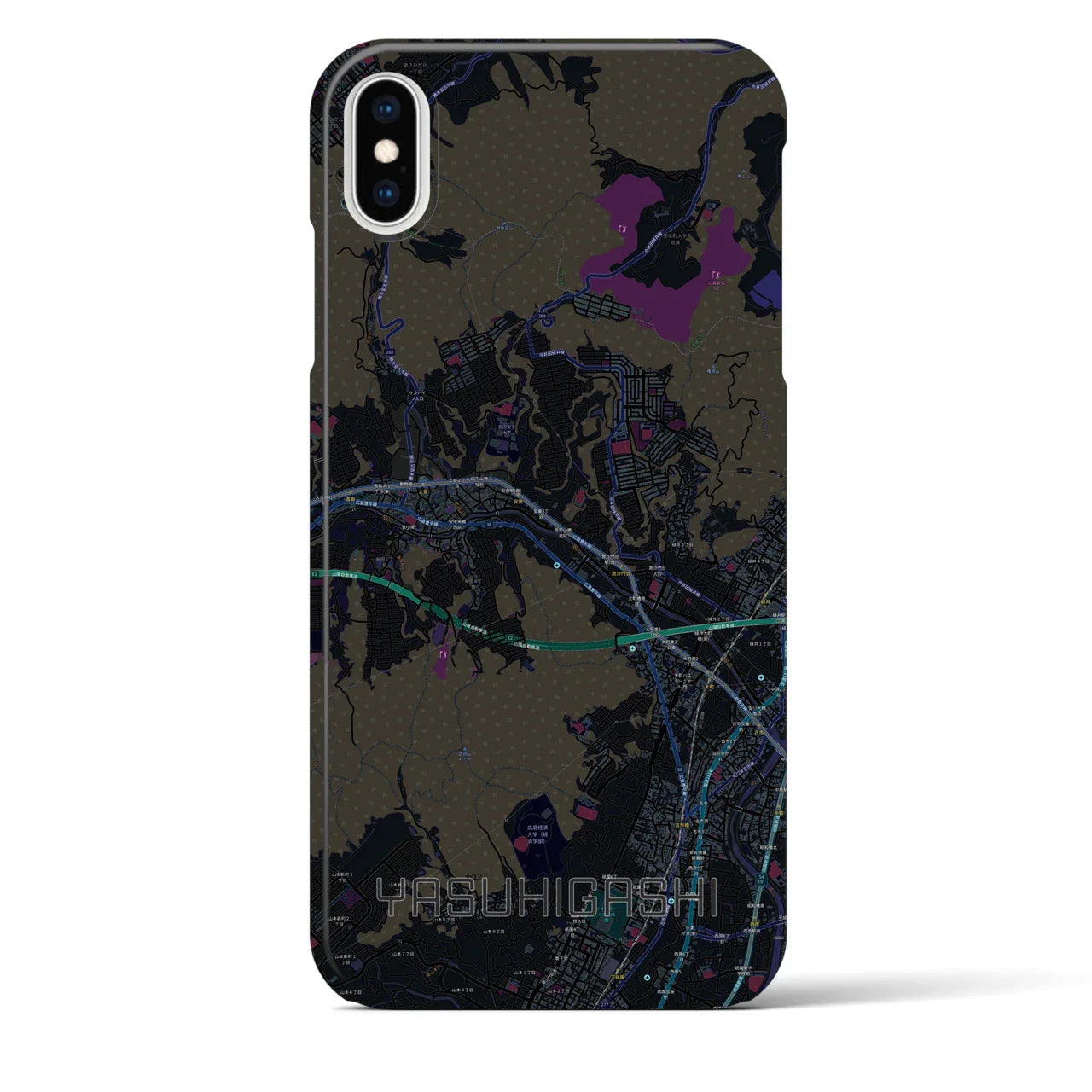 【安東(広島県)】地図柄iPhoneケース(バックカバータイプ)