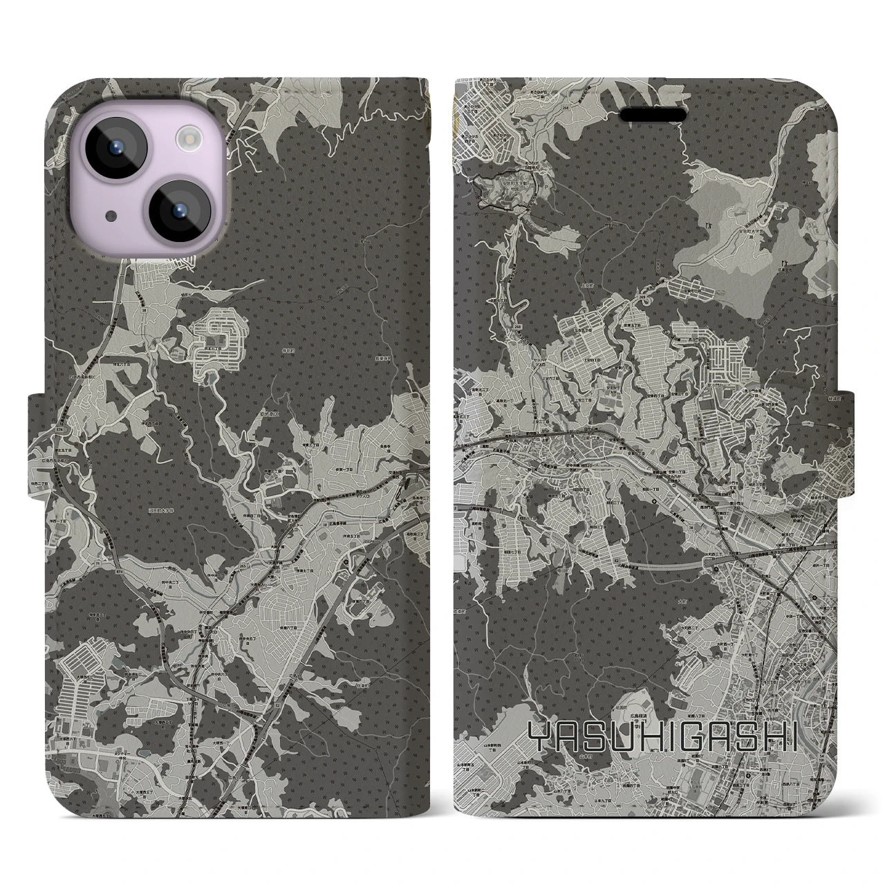 【安東(広島県)】地図柄iPhoneケース(手帳タイプ)